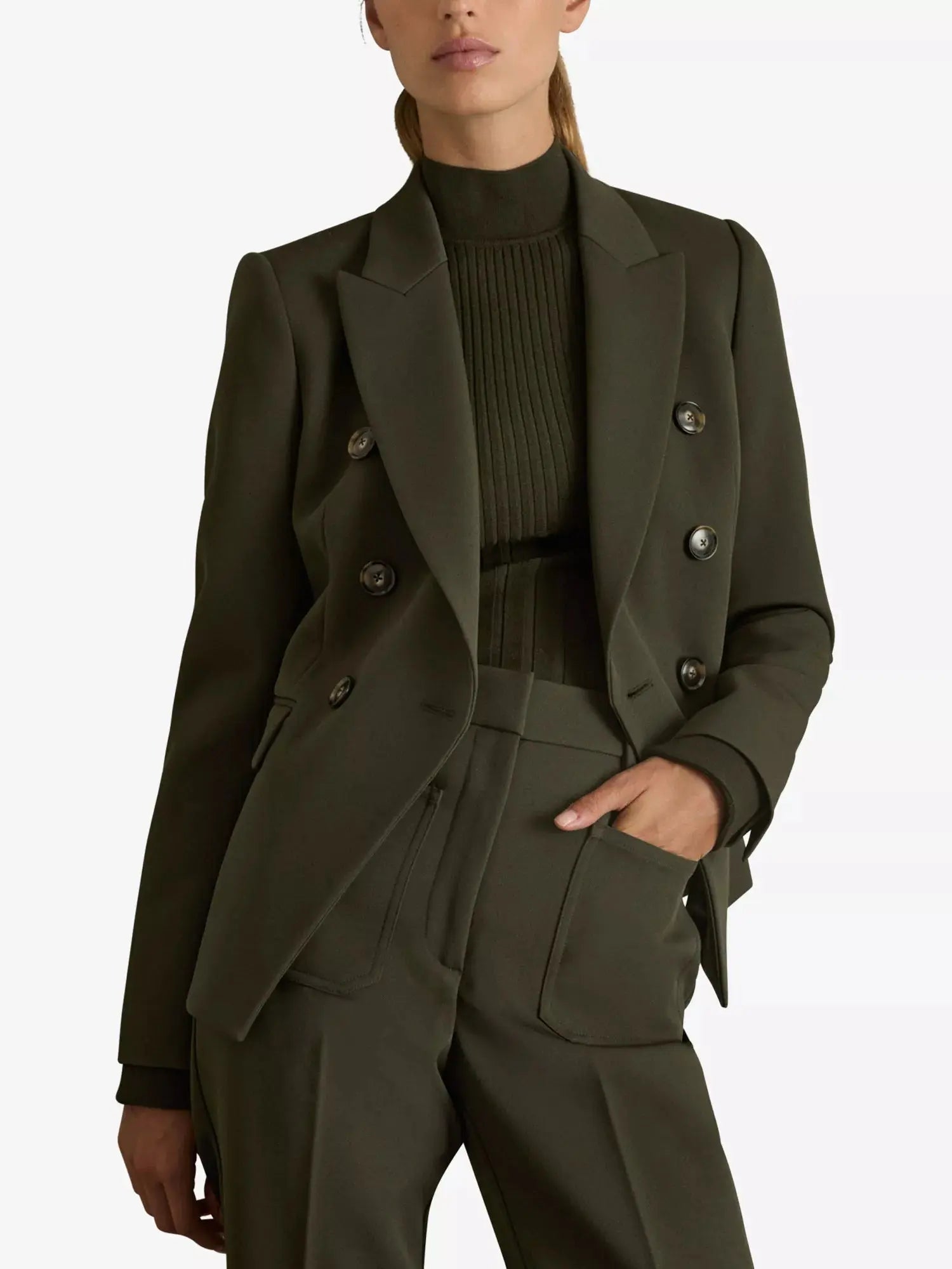 Women's Priya Double-Breasted Polyester-Blend Blazer Reiss