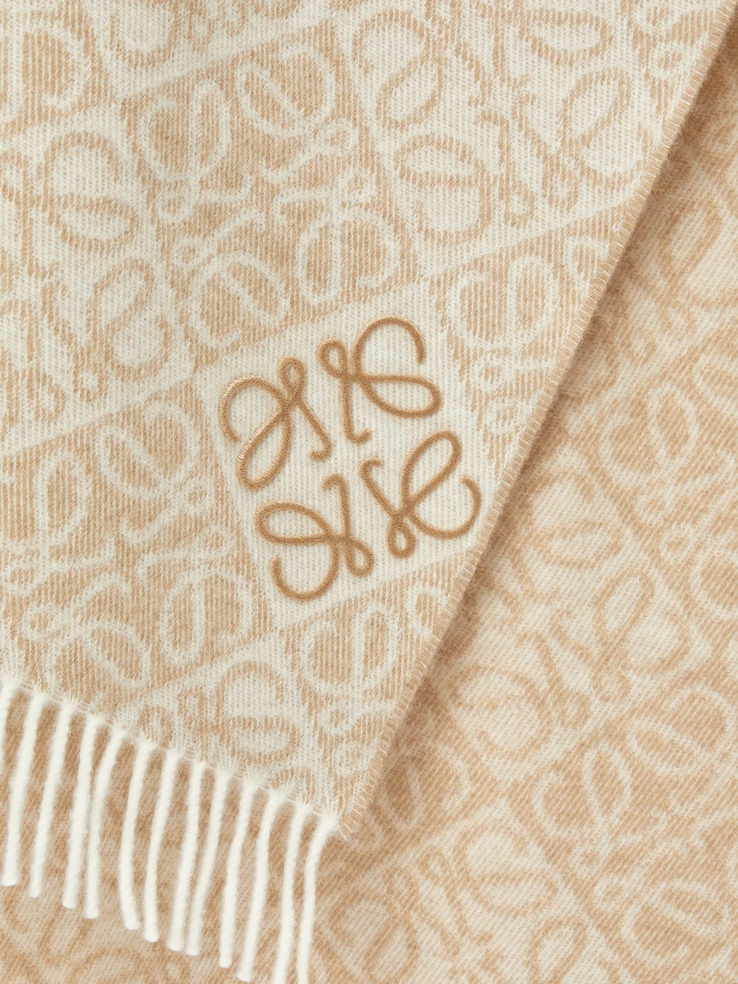 Anagram-pattern wool and cashmere-blend scarf