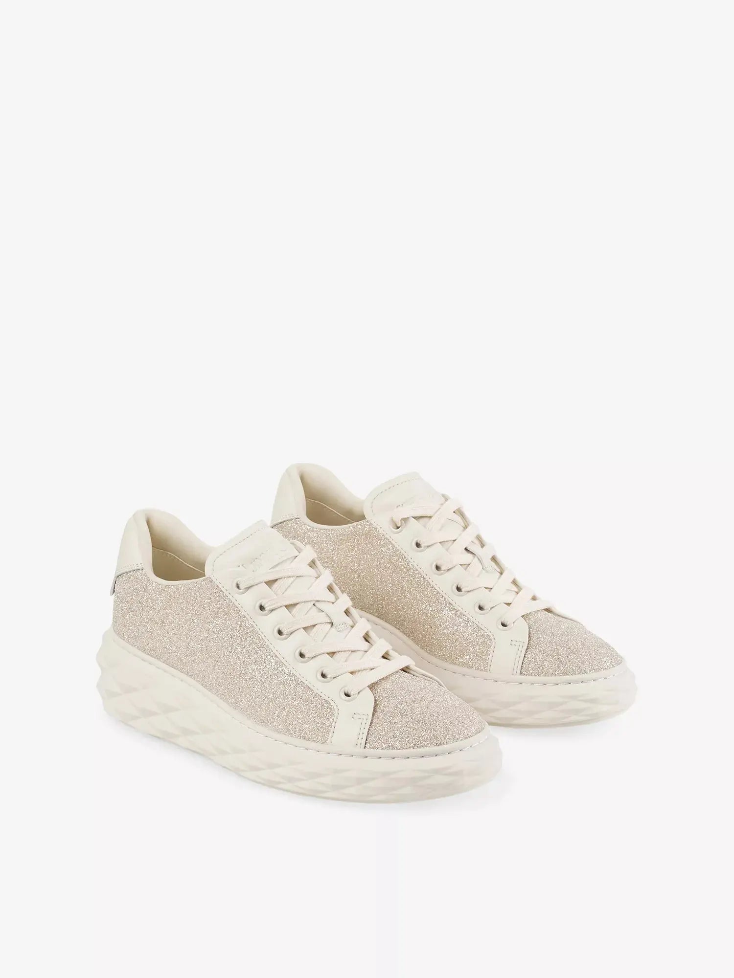 Women's Diamond Light Maxi Glitter-Embellished Leather Trainers Jimmy Choo