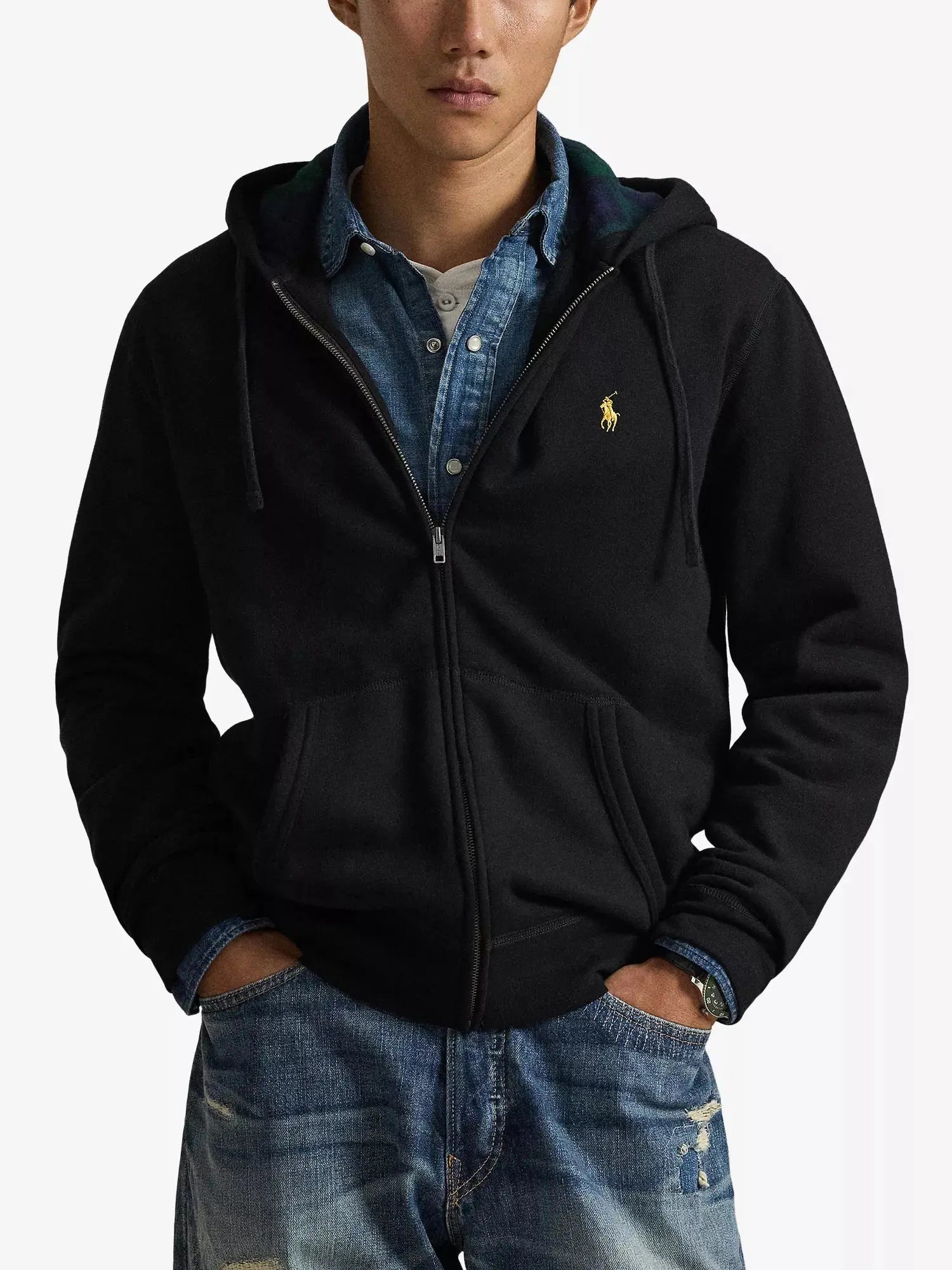Men's Zipped Logo-Embroidered Cotton-Blend Hoody Polo Ralph Lauren