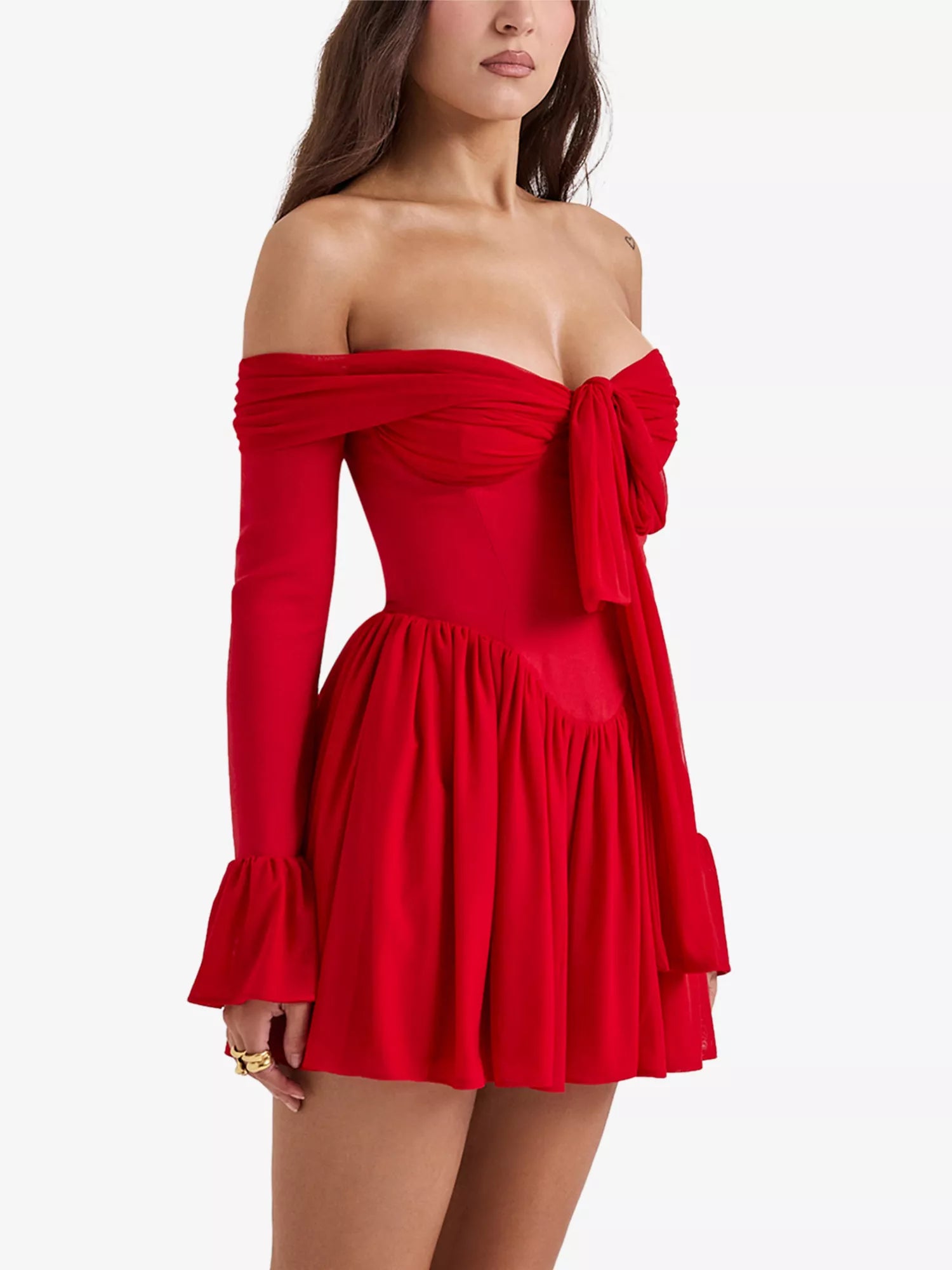 Alana off-the-shoulder stretch-woven mini dress