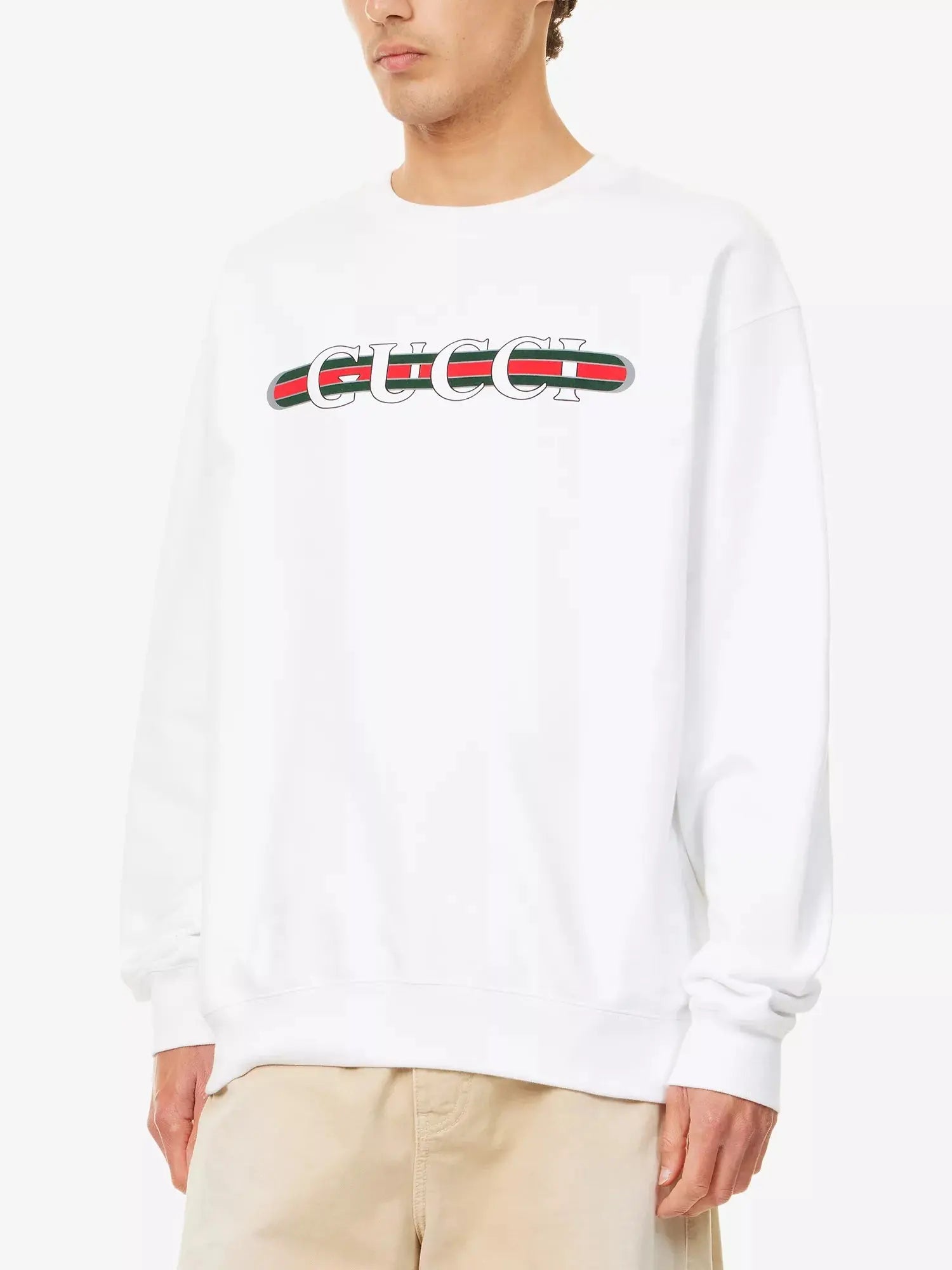 Men's Logo-Print Relaxed-Fit Cotton-Jersey Sweatshirt Gucci