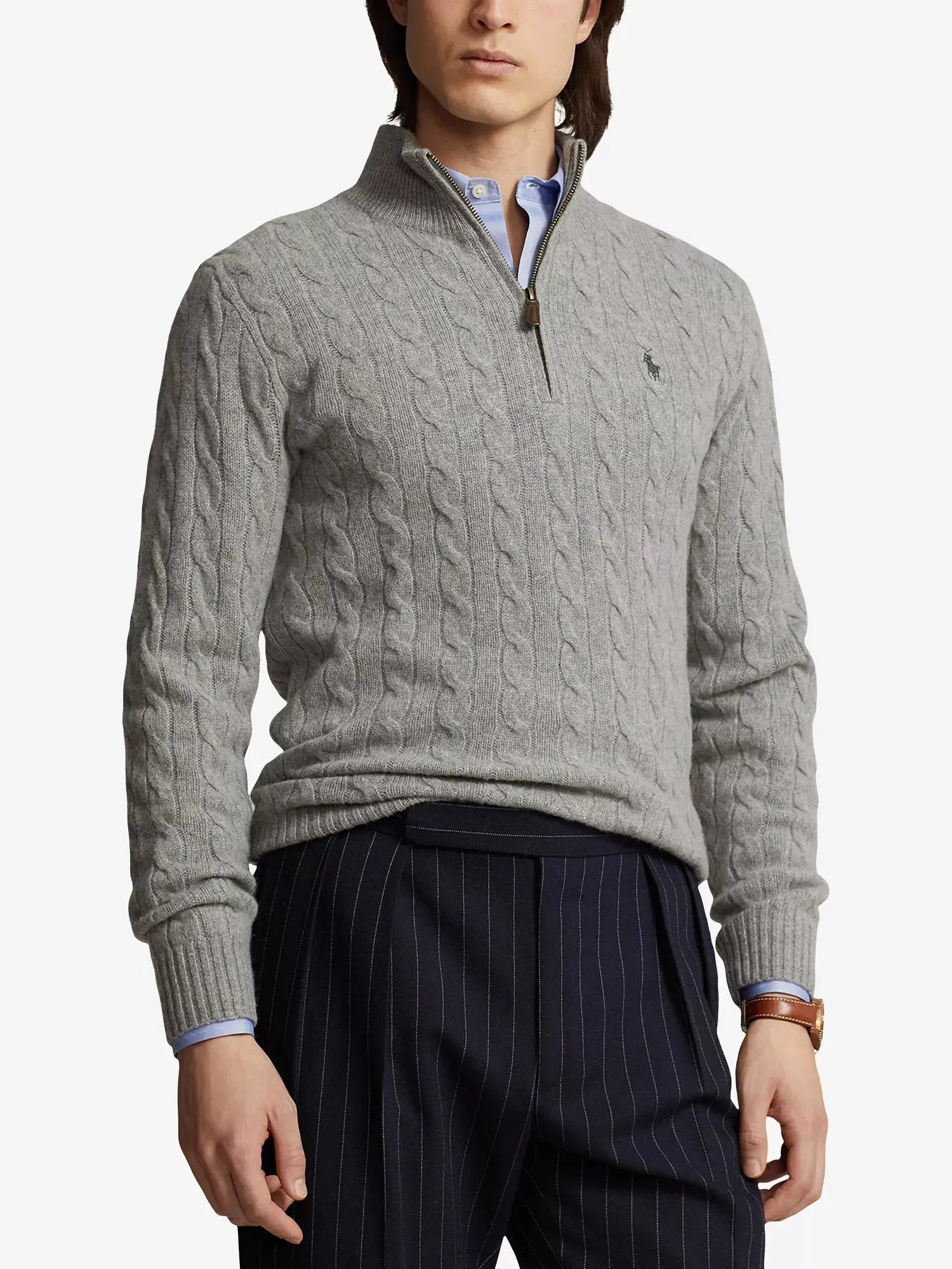 Men's Logo Cable-Knit Wool And Cashmere Jumper Polo Ralph Lauren