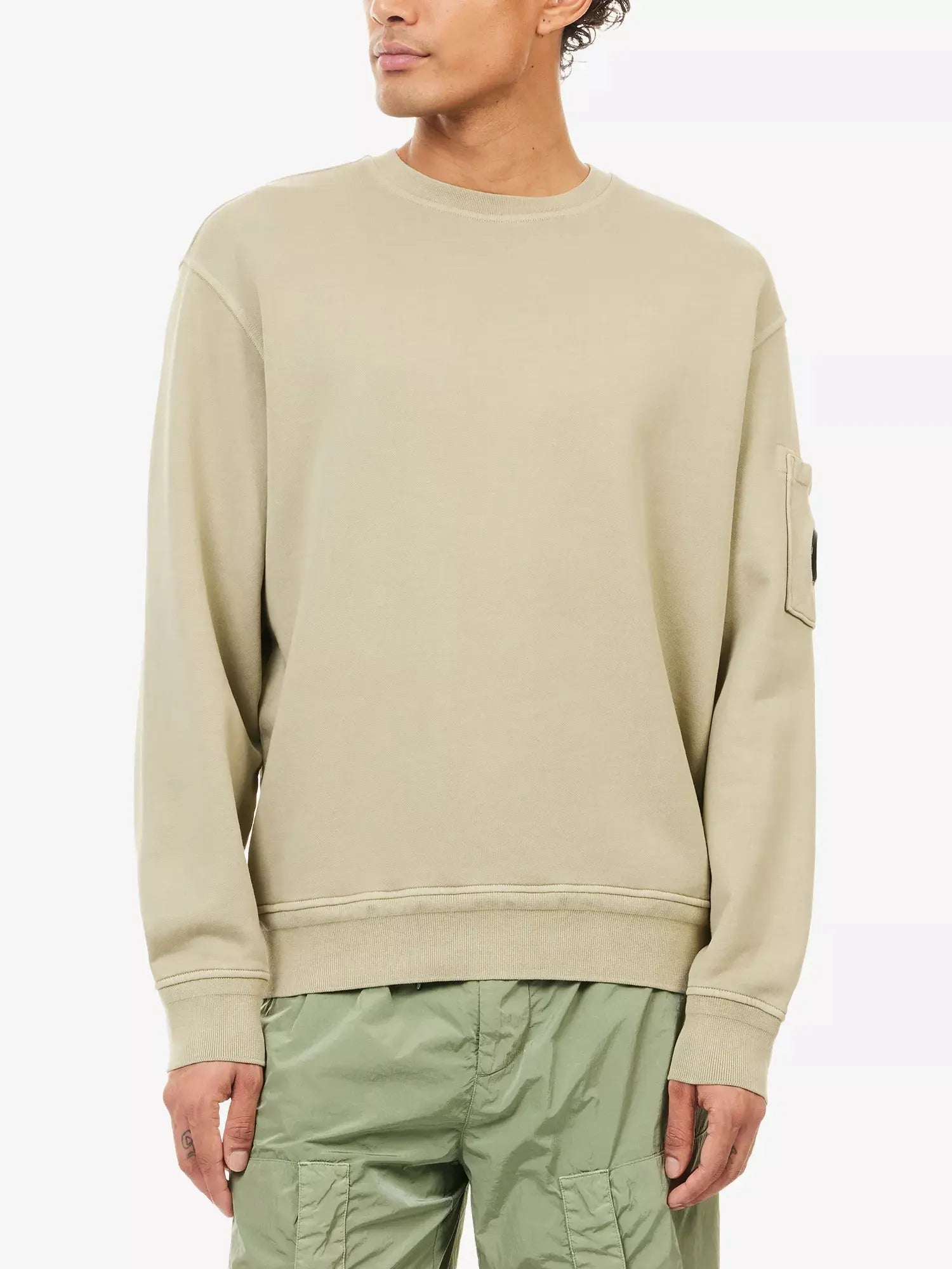 Men's Logo-Patch Crewneck Cotton Jumper CP Company