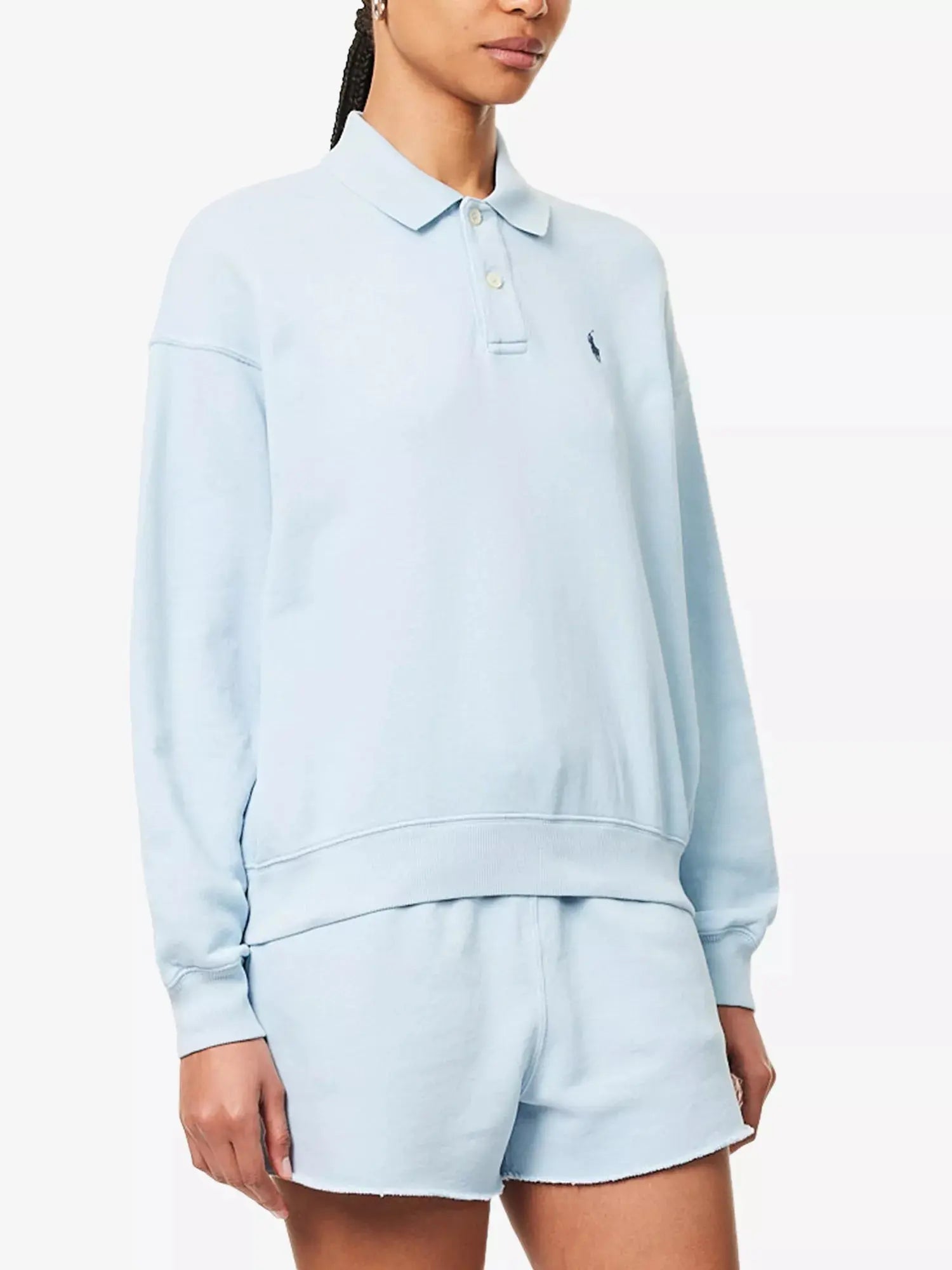 Women's Logo-Embroidery Polo-Collar Cotton-Jersey Sweatshirt Polo Ralph Lauren