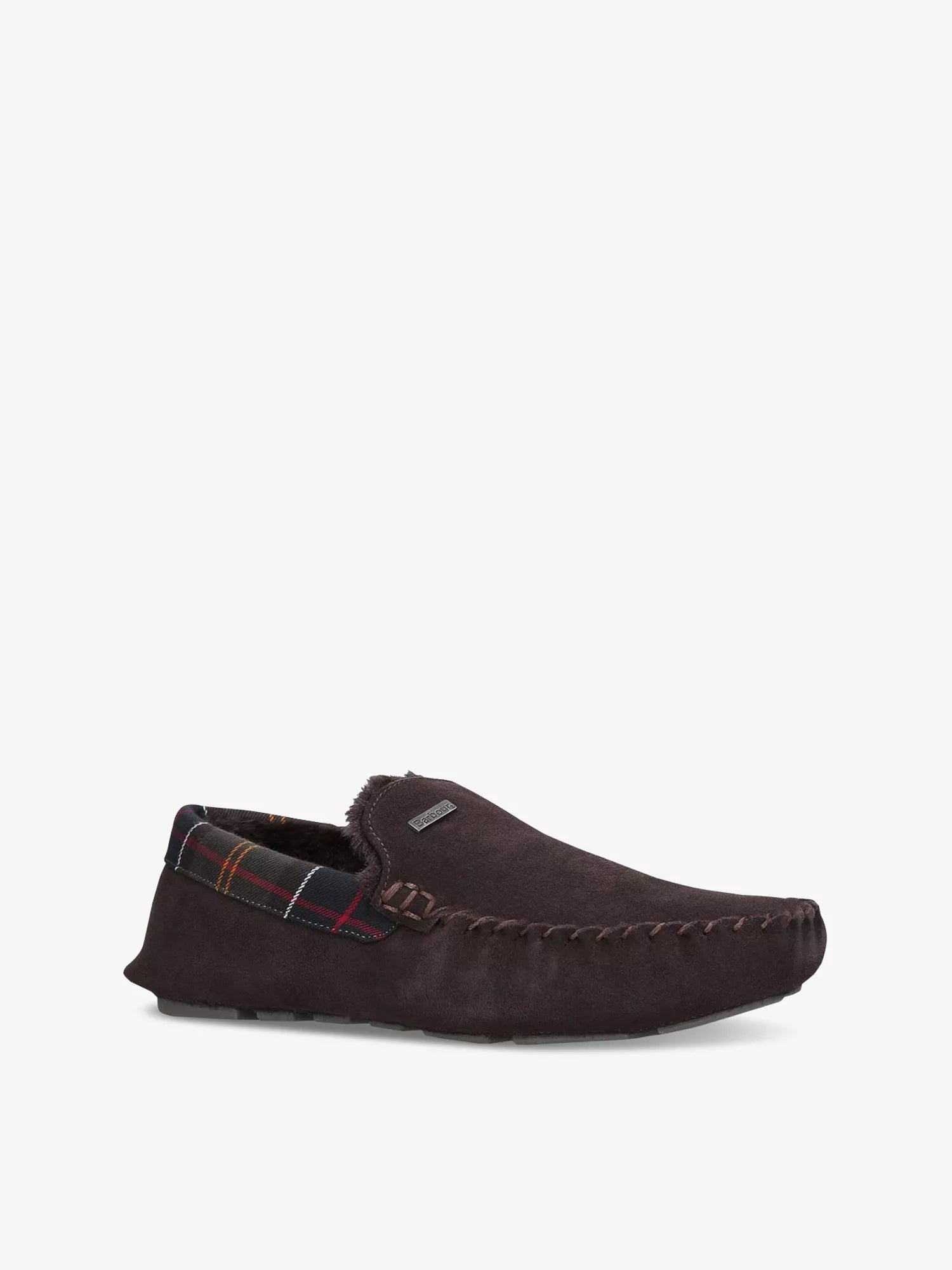 Men's Monty Faux-Shearling Lined Tartan-Check Suede Slippers Barbour
