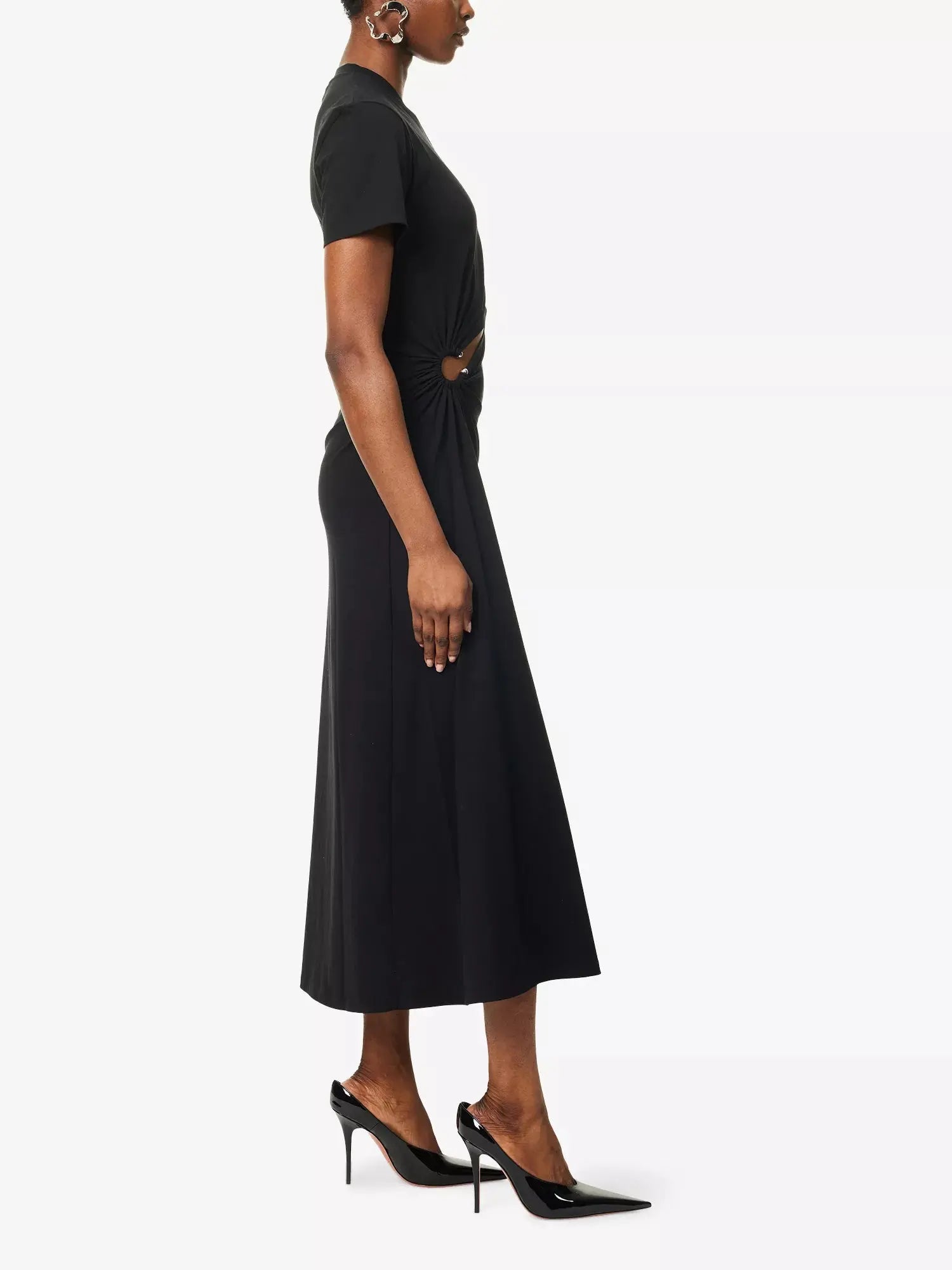 Women's Ring Ruched Stretch-Cotton Jersey Maxi Dress Rabanne