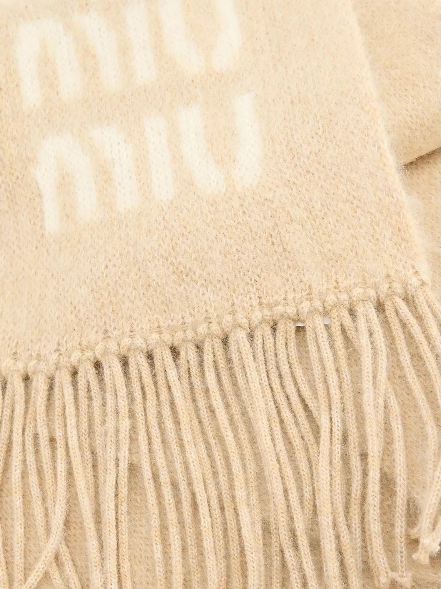 Women's Fringed Brushed Wool-Blend Scarf Miu Miu