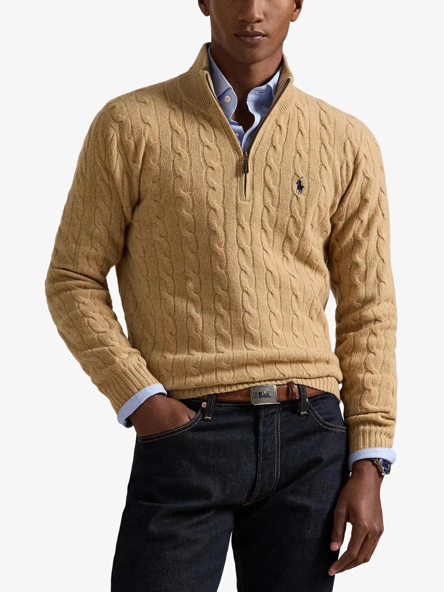 Men's Logo Cable-Knit Wool And Cashmere Jumper Polo Ralph Lauren