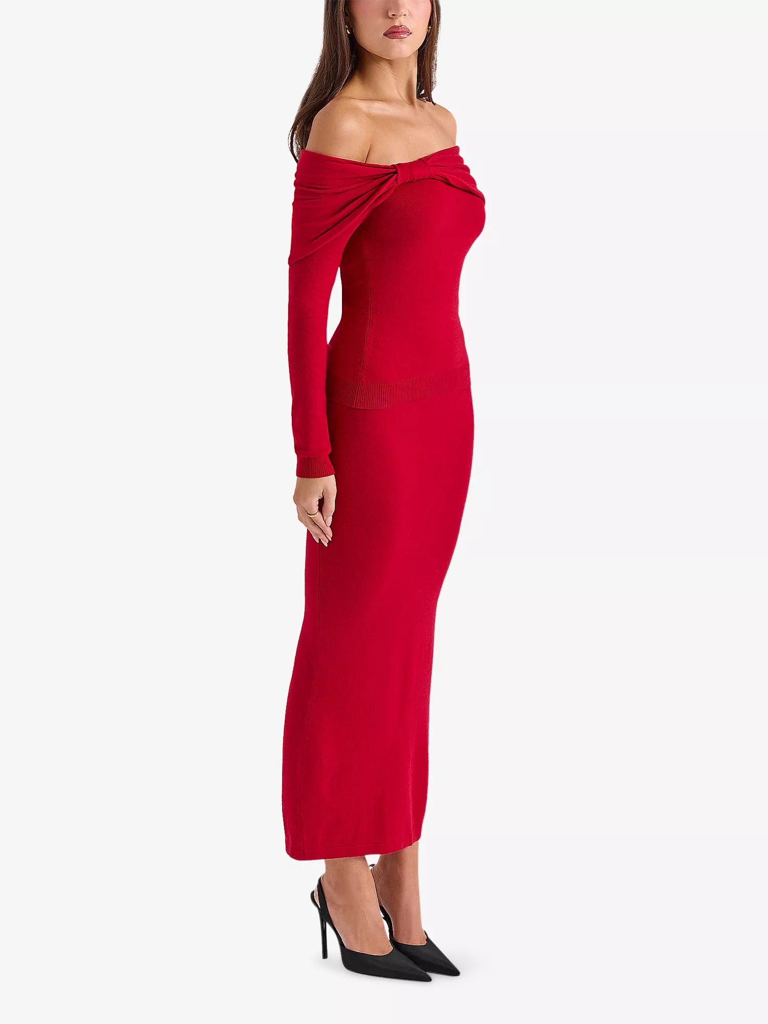 Amaryllis Off-Shoulder Knitted Jumper