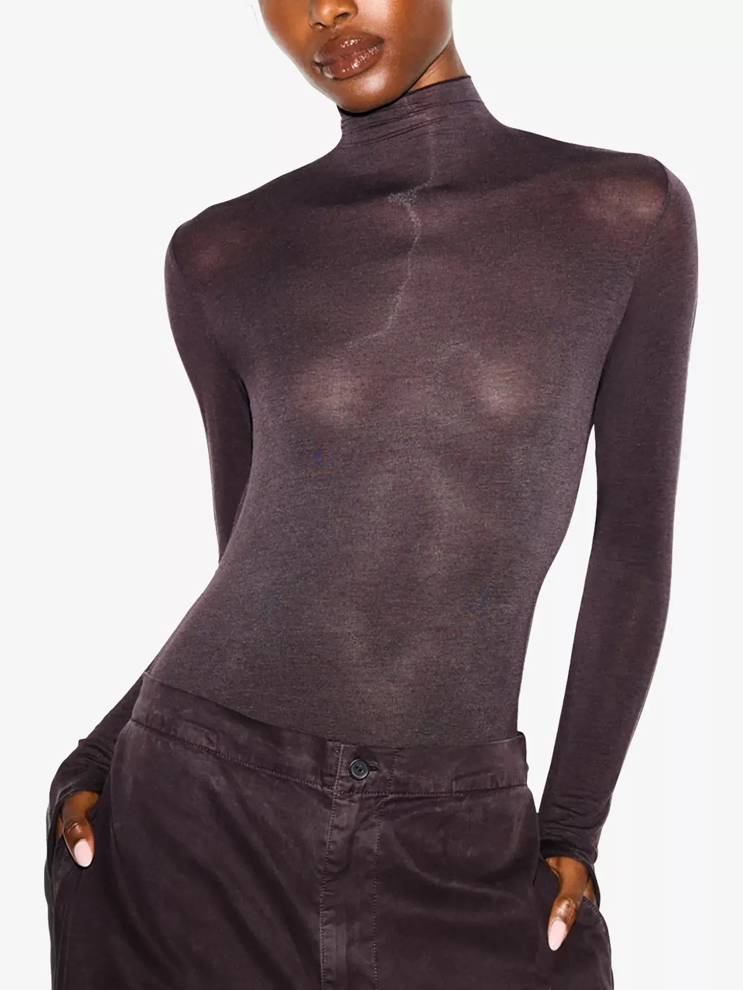 Women's Sheer Modal Long-Sleeve Jersey Bodysuit SKIMS