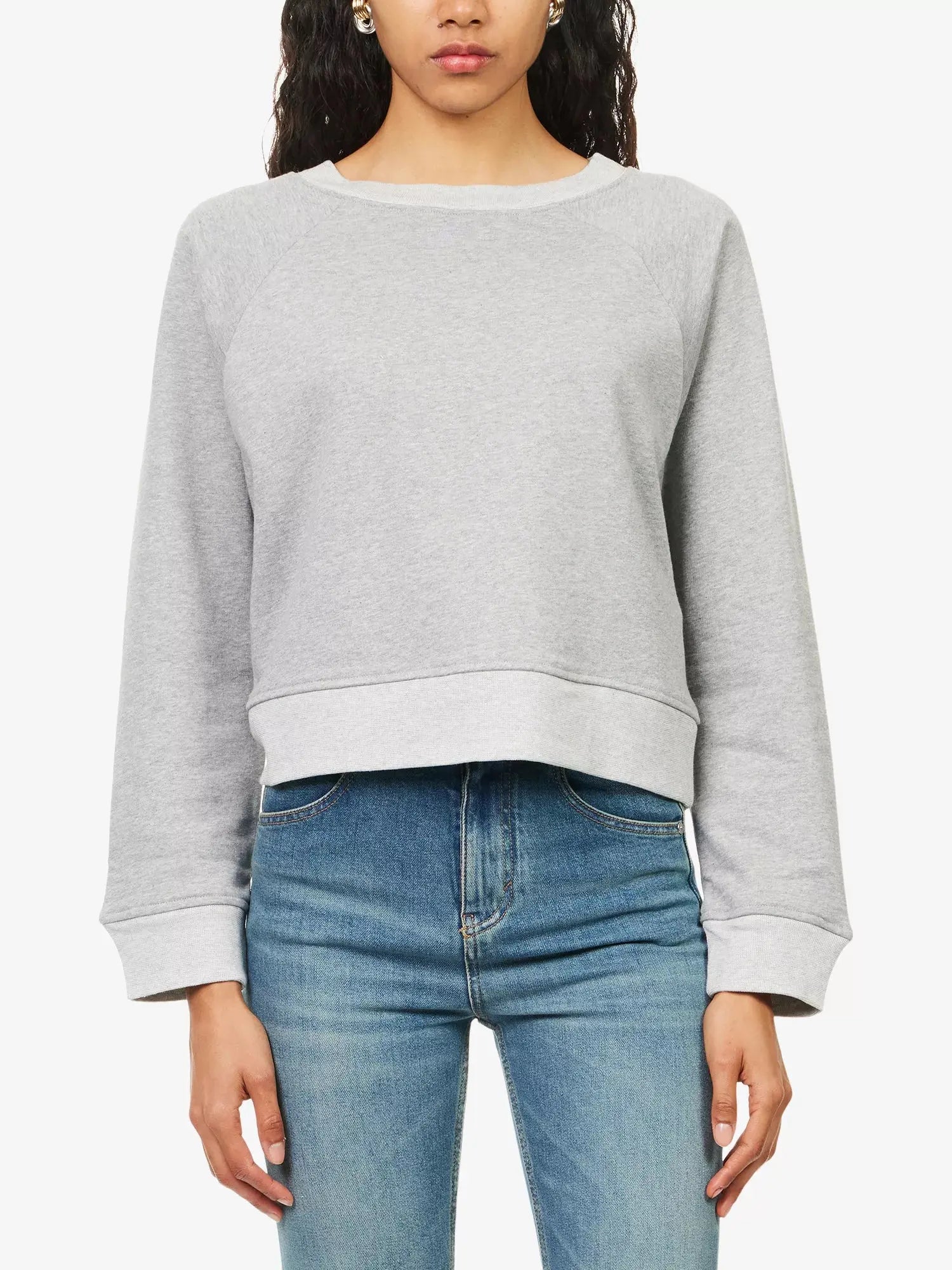 Women's Cropped Raglan-Sleeves Cotton-Blend Sweatshirt Victoria Beckham
