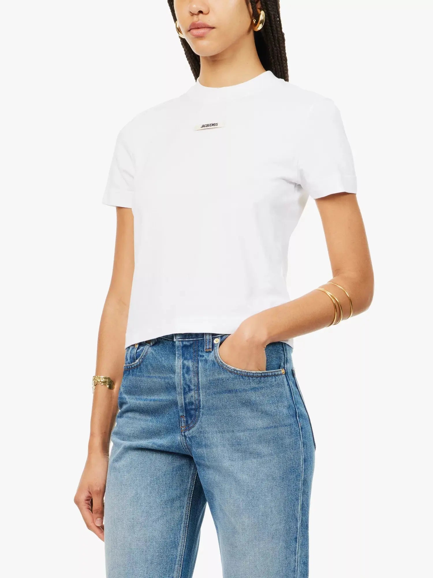 Women's Brand-print short-sleeve stretch-cotton T-shirt Jacquemus