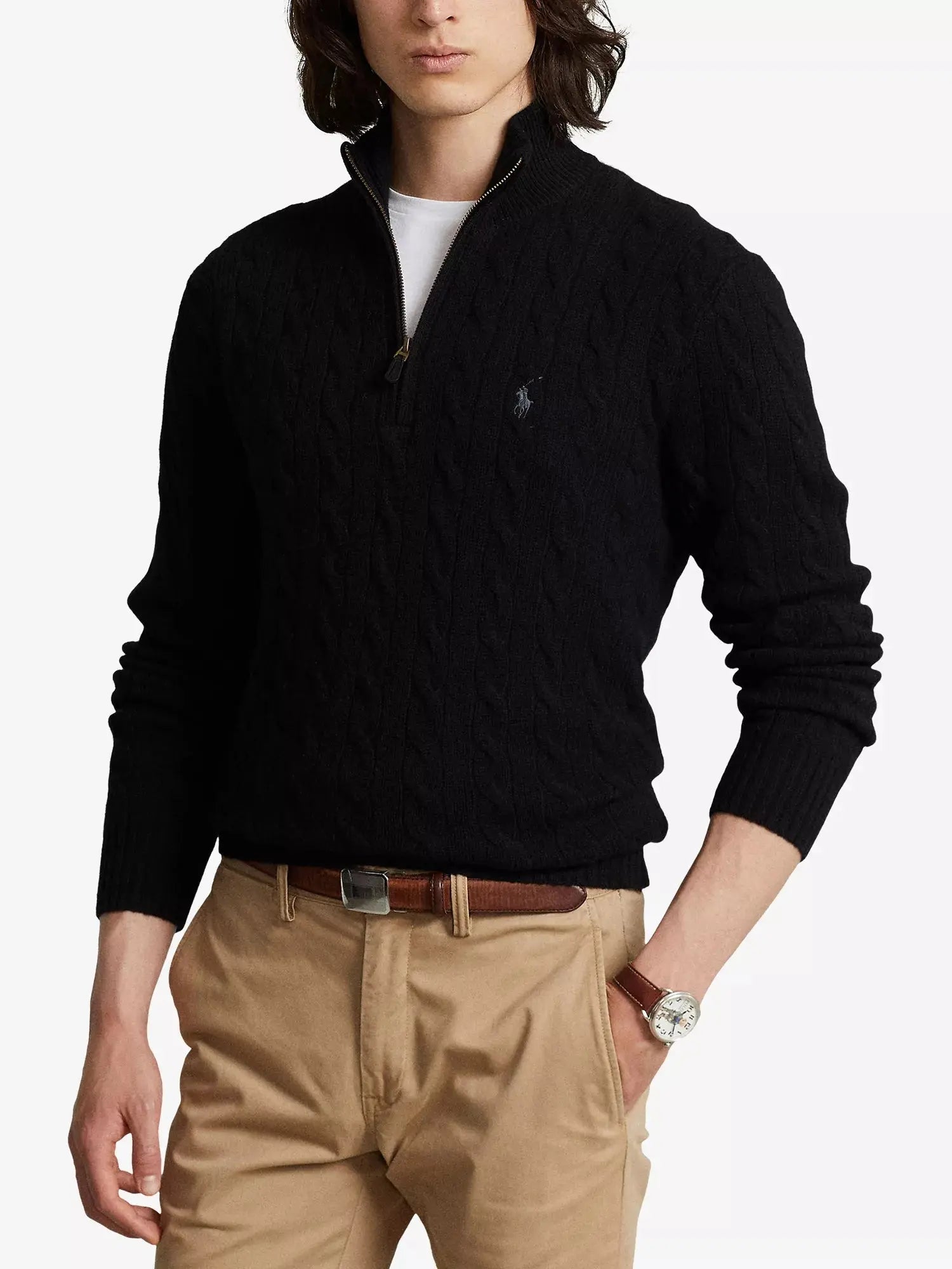 Men's Logo Cable-Knit Wool And Cashmere Jumper Polo Ralph Lauren