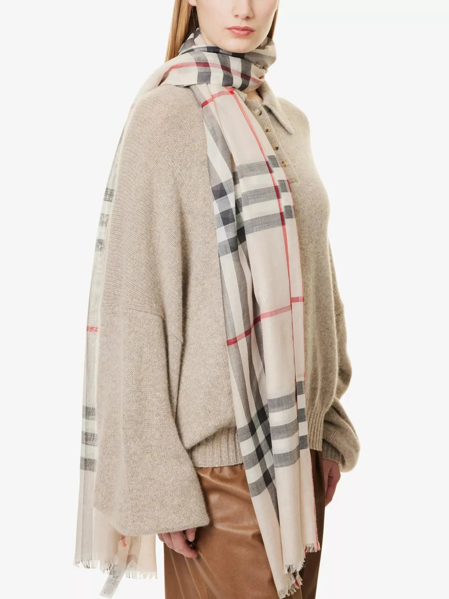 Women's Wide Check Wool-Silk Scarf Burberry