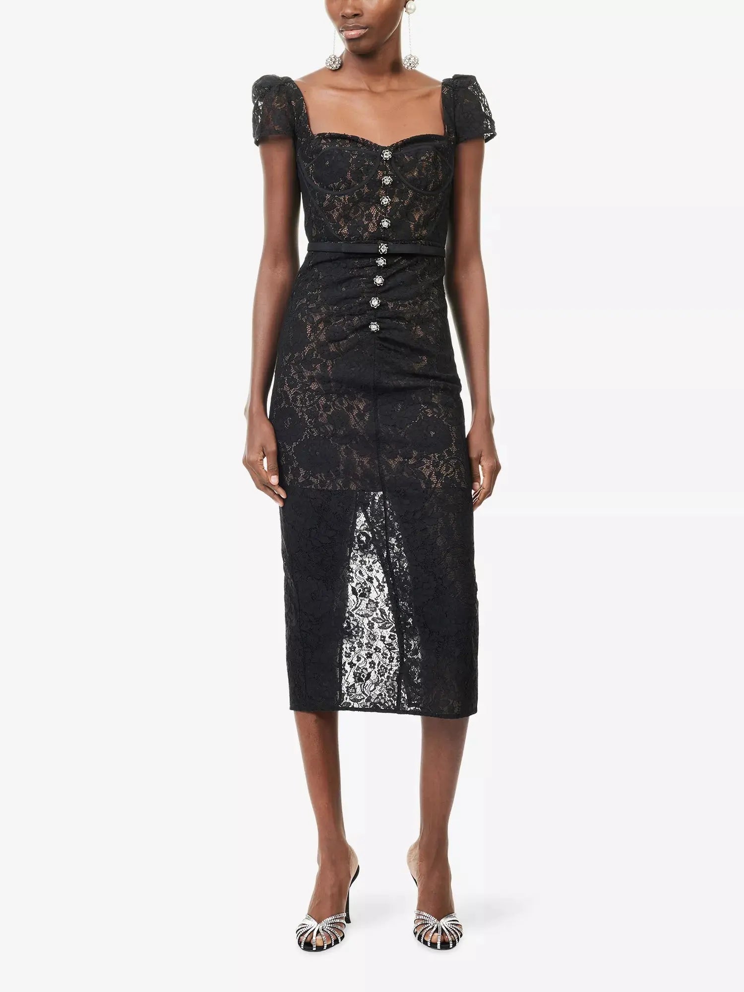 Women's Sweetheart Lace Cotton-Blend Midi Dress Self-Portrait