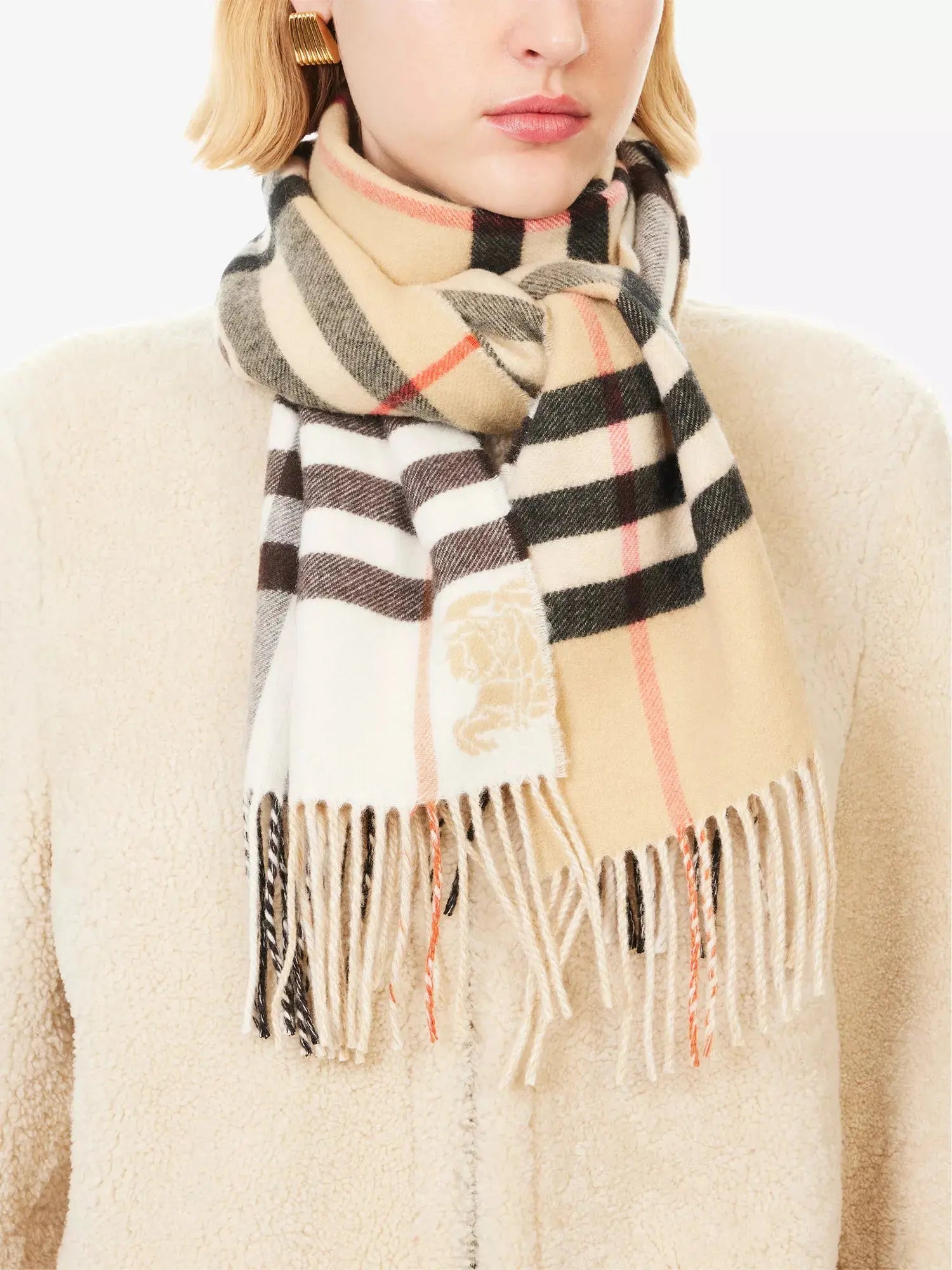 Women's Contrast Check Cashmere Scarf Burberry