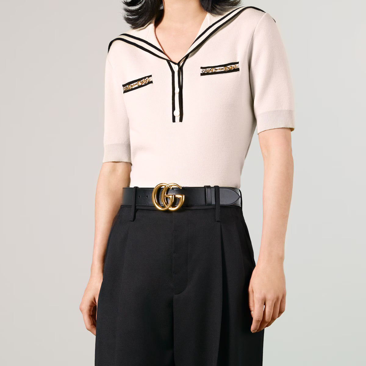 Men's GG Marmont wide belt with shiny buckle 4cm width Gucci