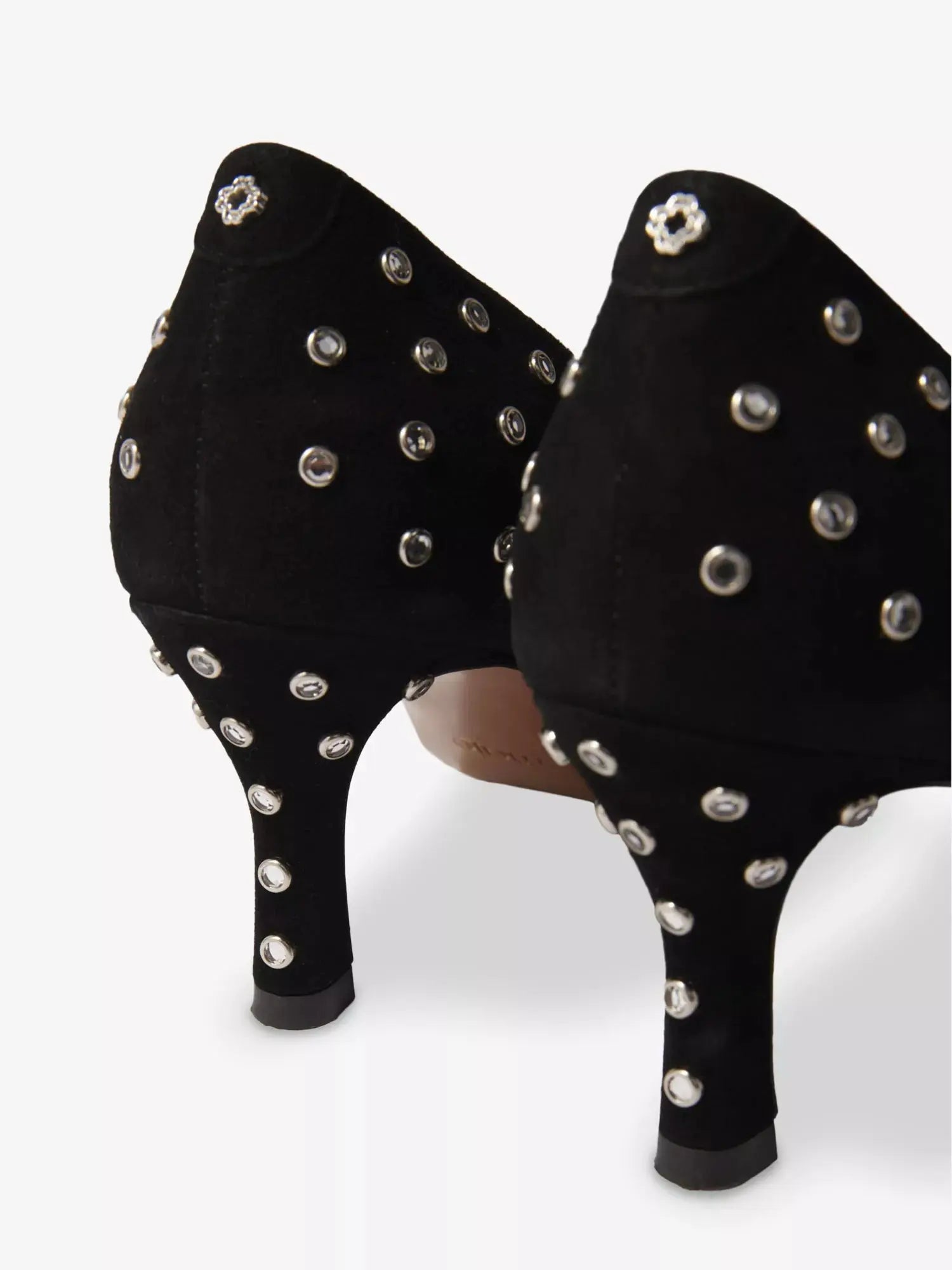 Women's Rhinestone-Embellished Heeled Leather Pumps Maje