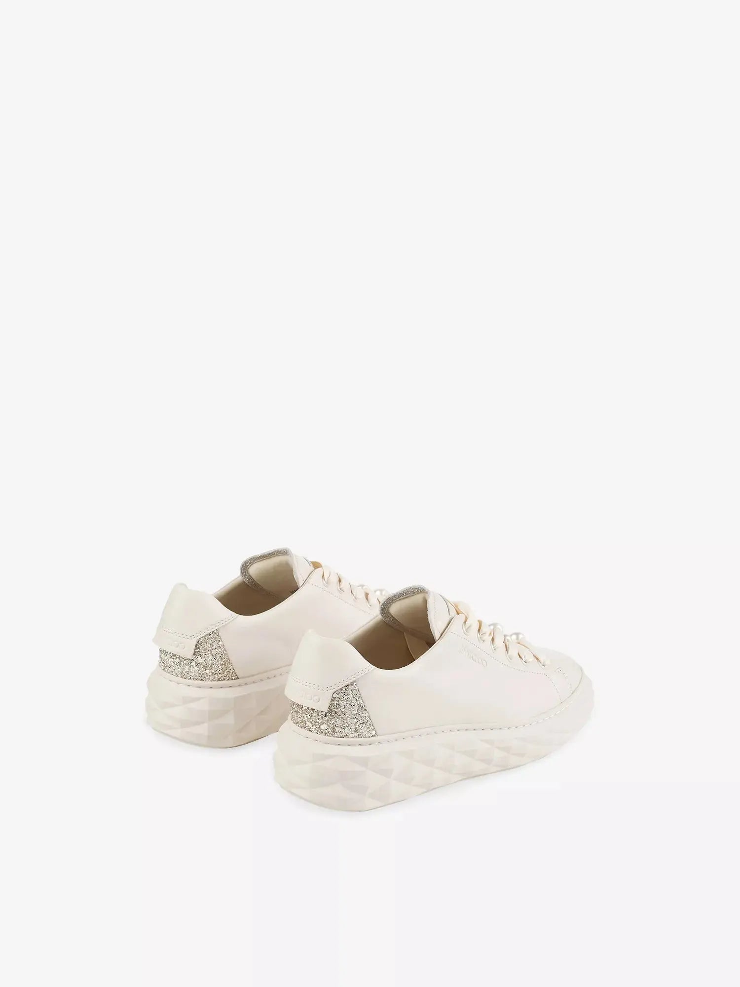 Women's Diamond Light Maxi Glitter-Embellished Leather Trainers Jimmy Choo