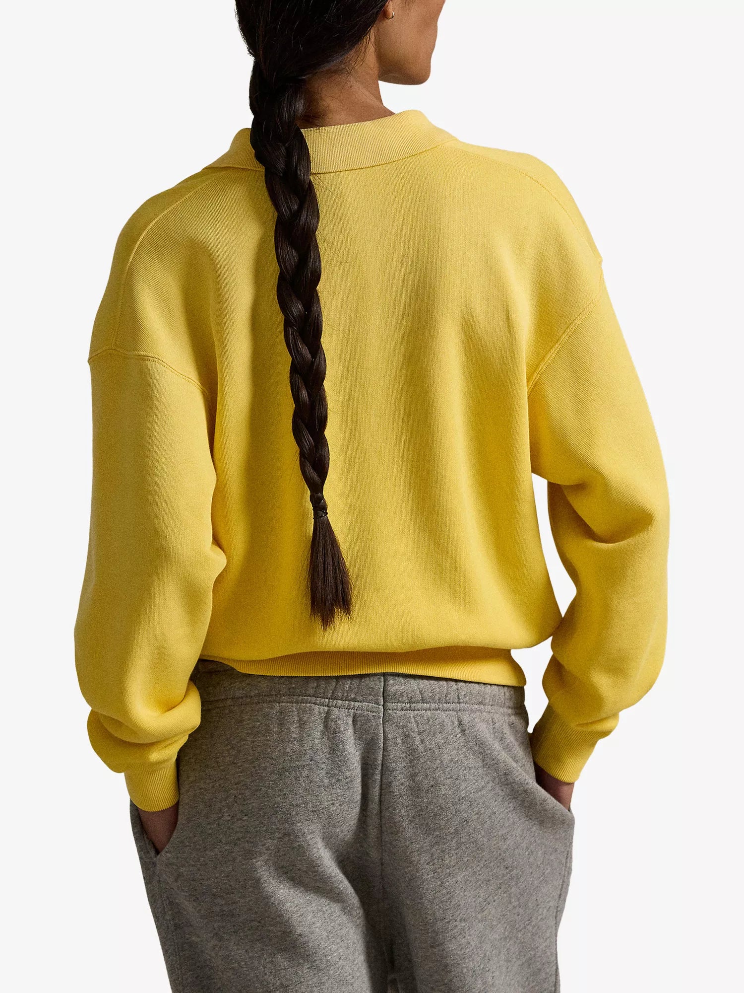 Brand-Embroidered Polo-Collar Cotton-Blend Sweatshirt