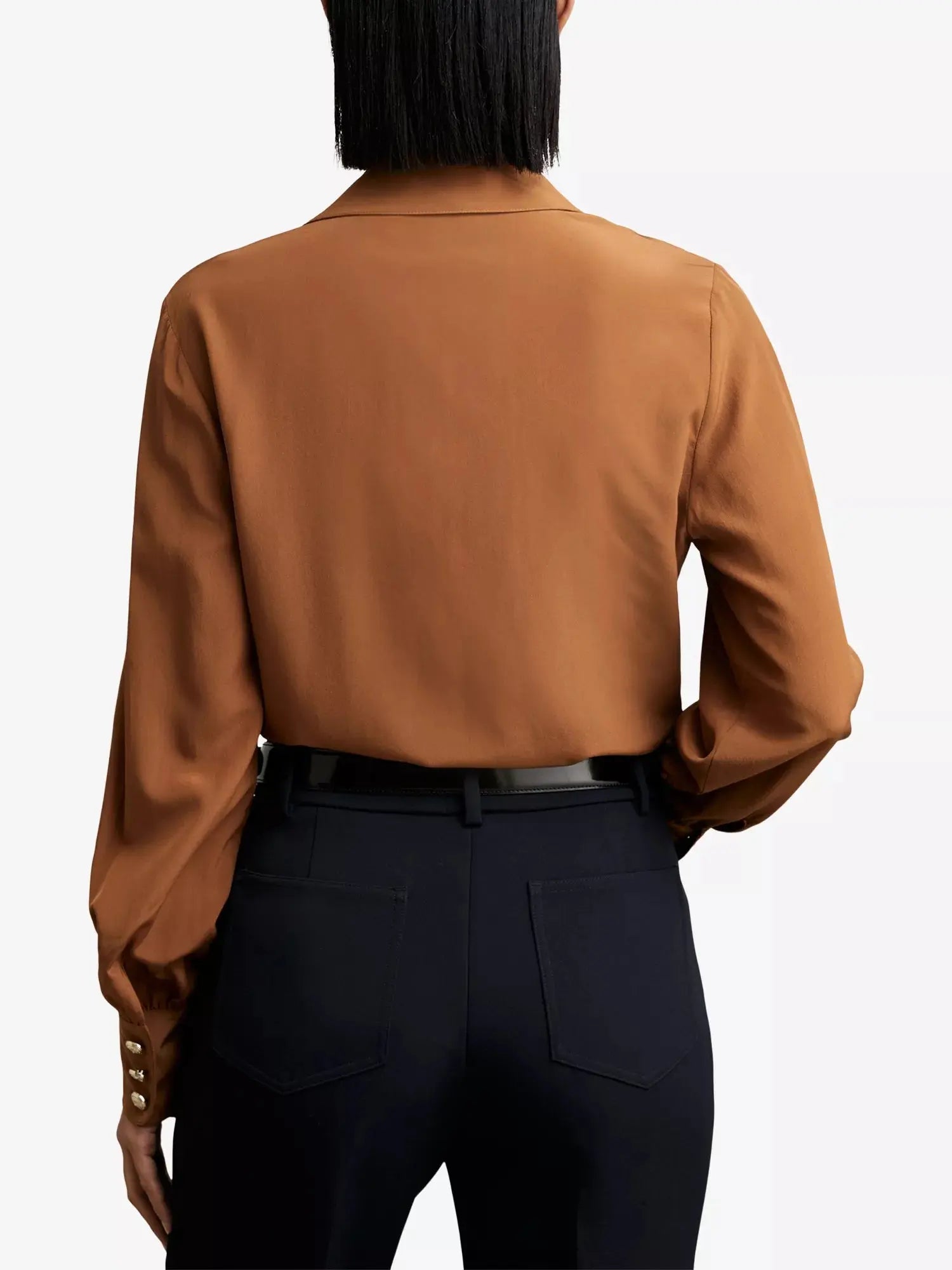 Women's Gianna Regular-Fit Long-Sleeve Silk Shirt Reiss