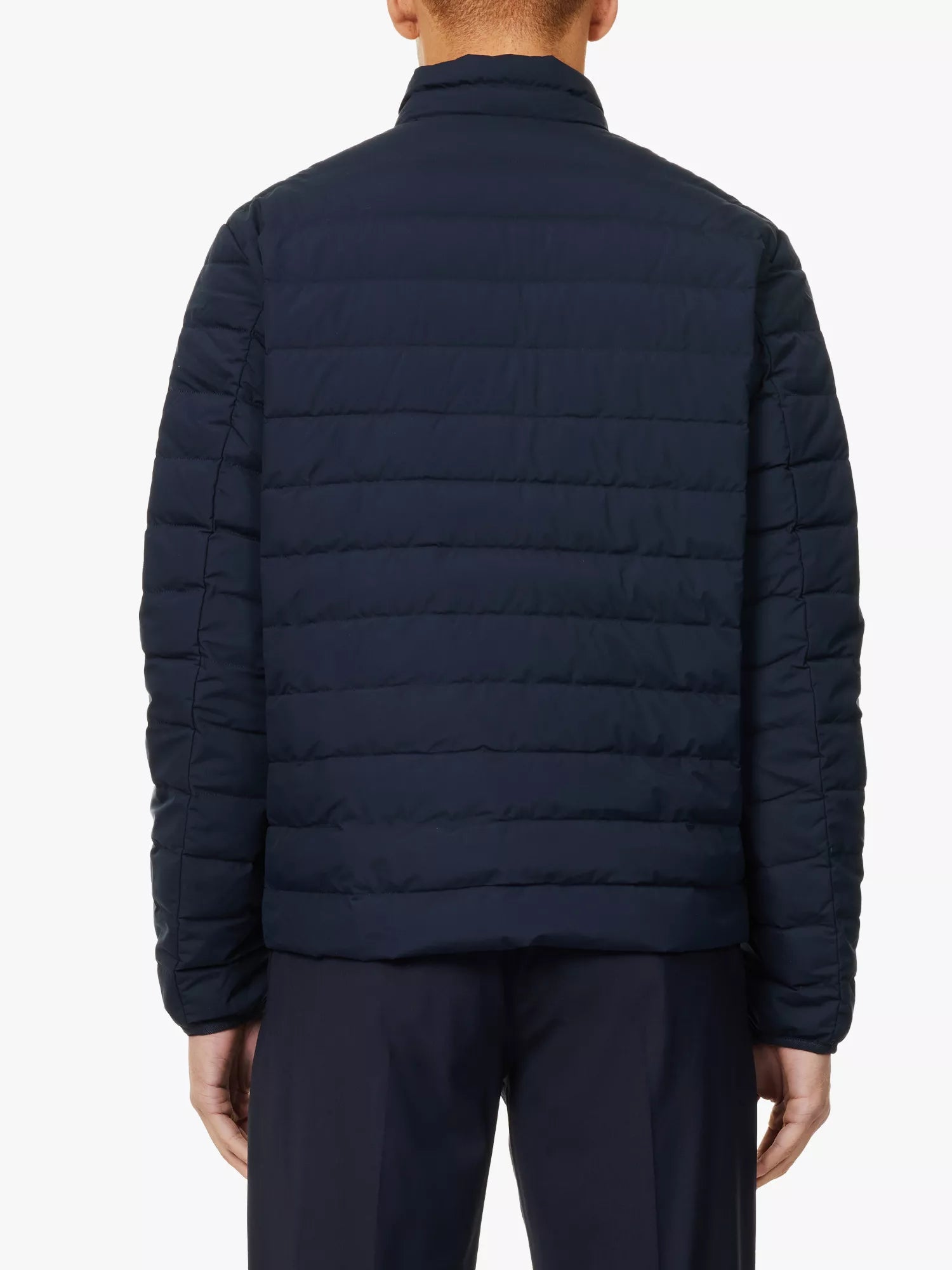Badge padded slim-fit woven-down jacket
