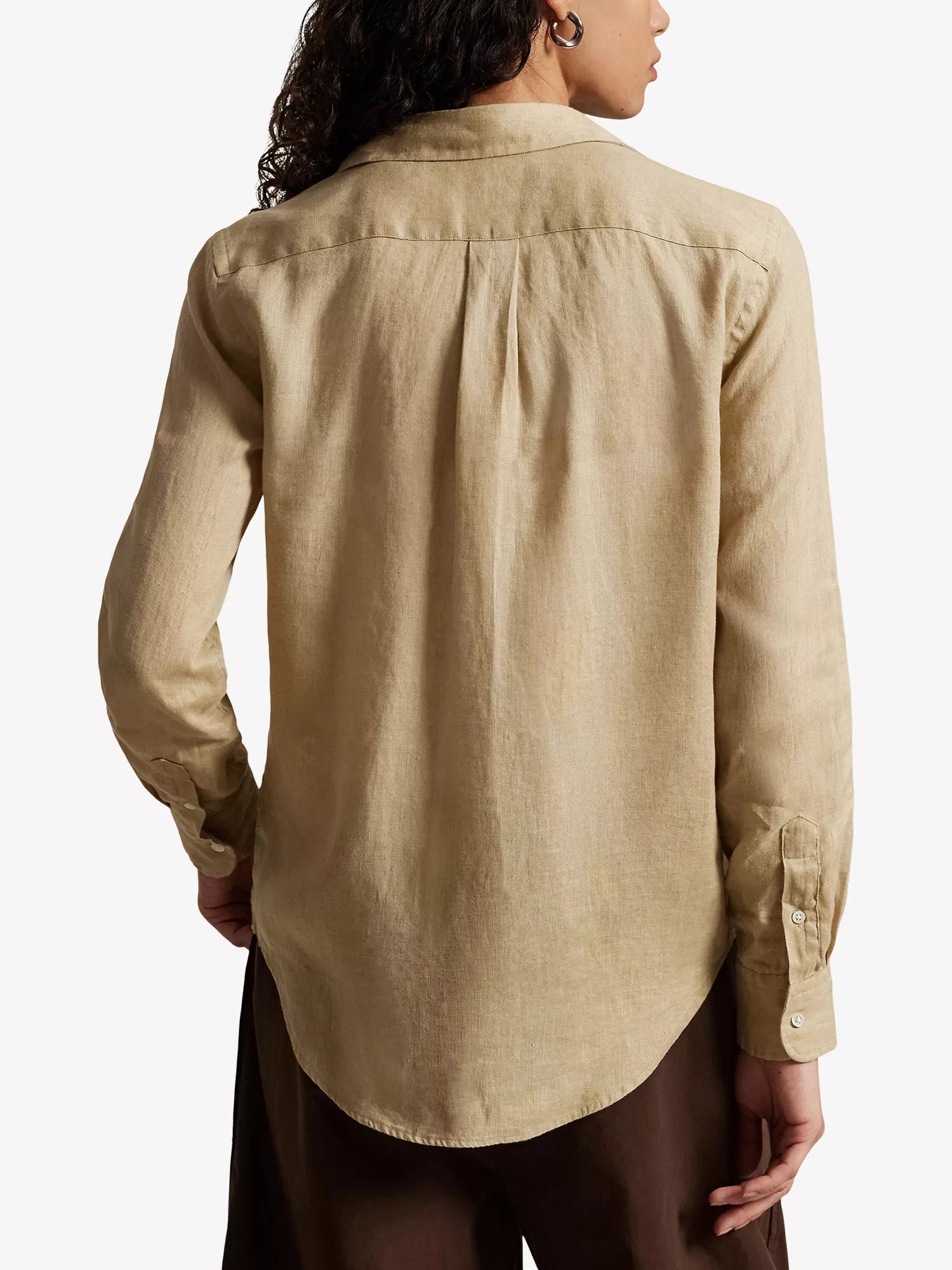 Brand-Embroidered Long-Sleeved Linen Shirt