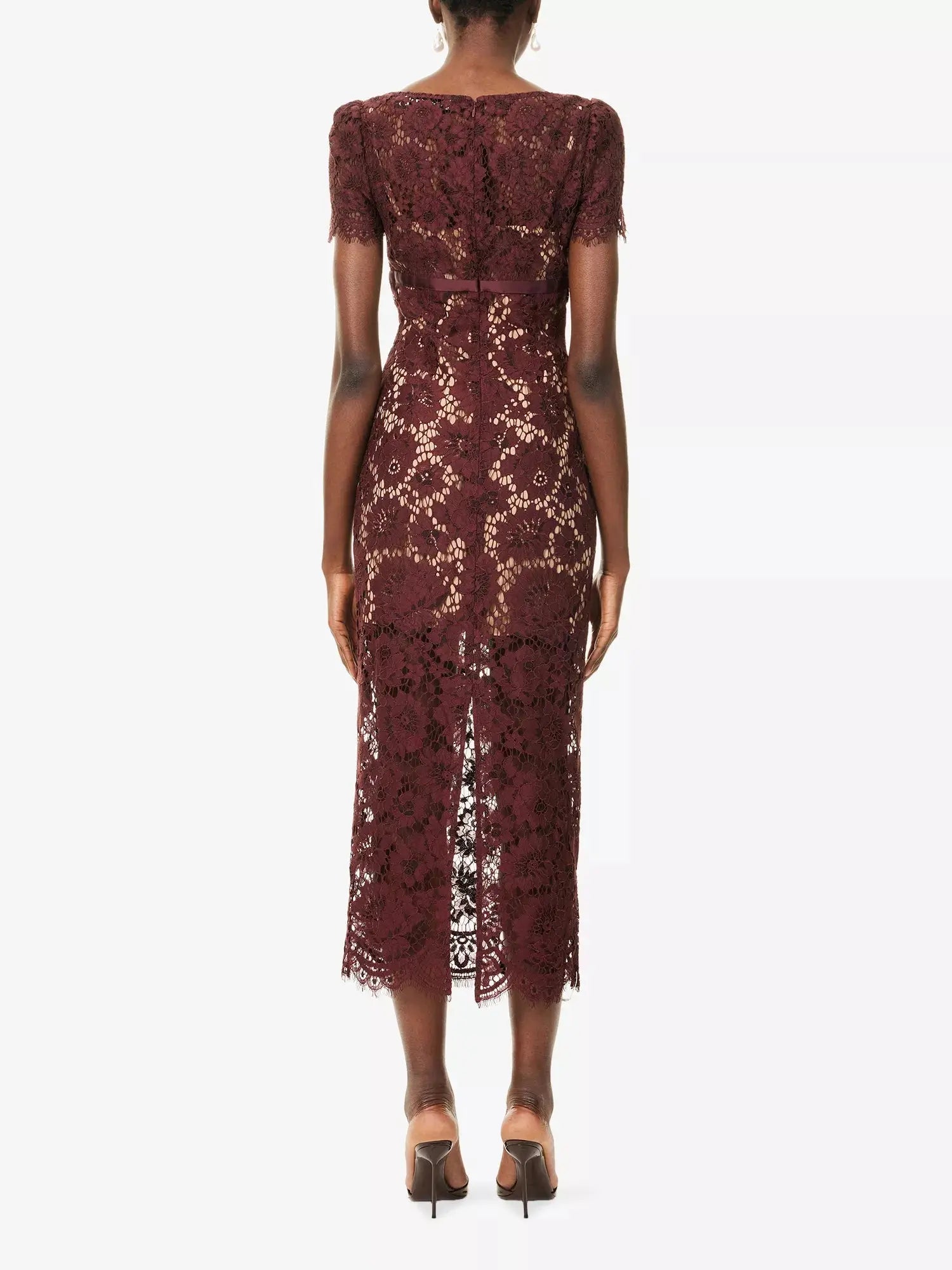 Women's Floral Lace Bow-Embellished Woven Midi Dress Self-Portrait