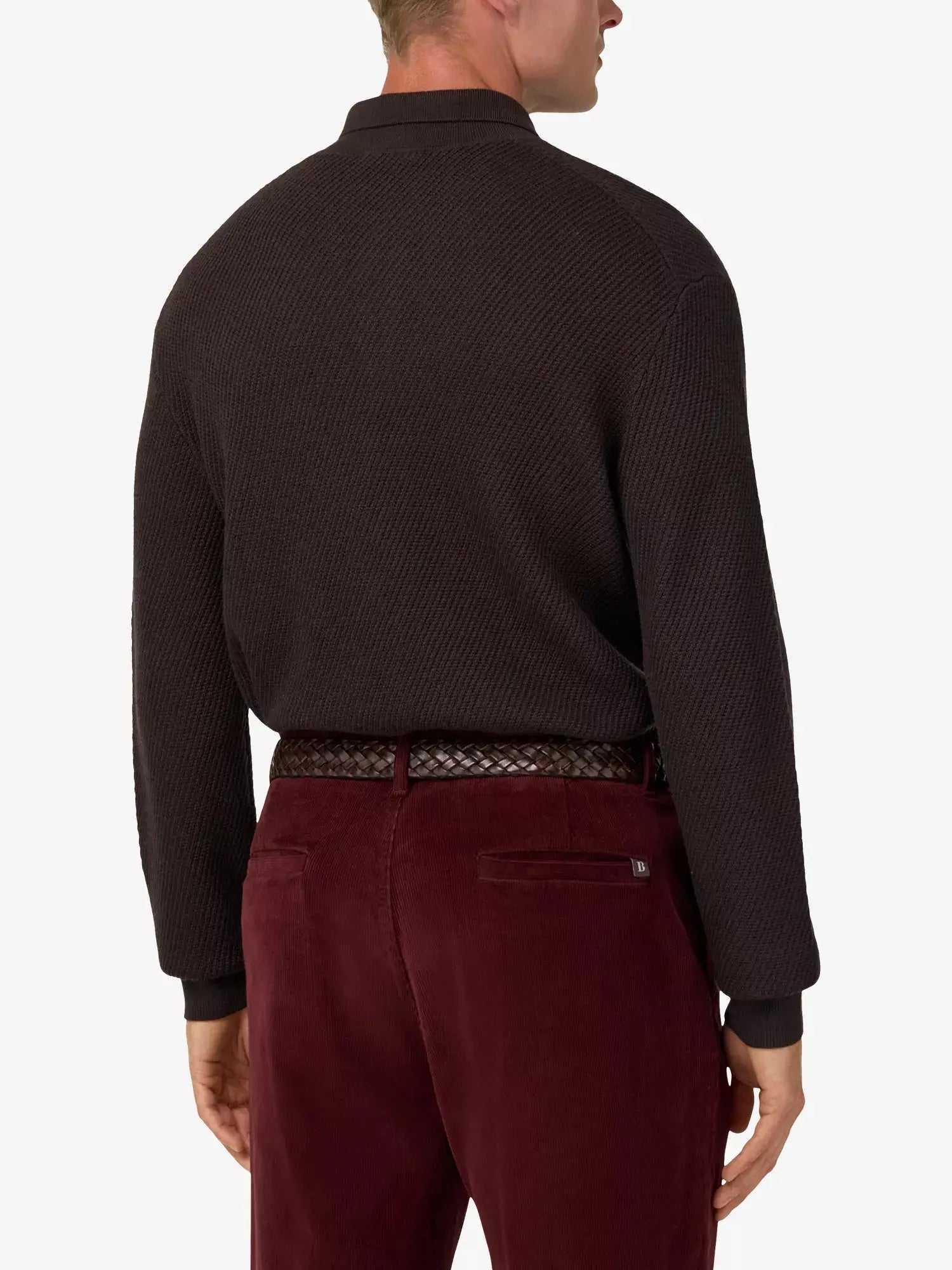 Men's Long-Sleeved Knitted Merino-Wool Polo Shirt Boggi Milano