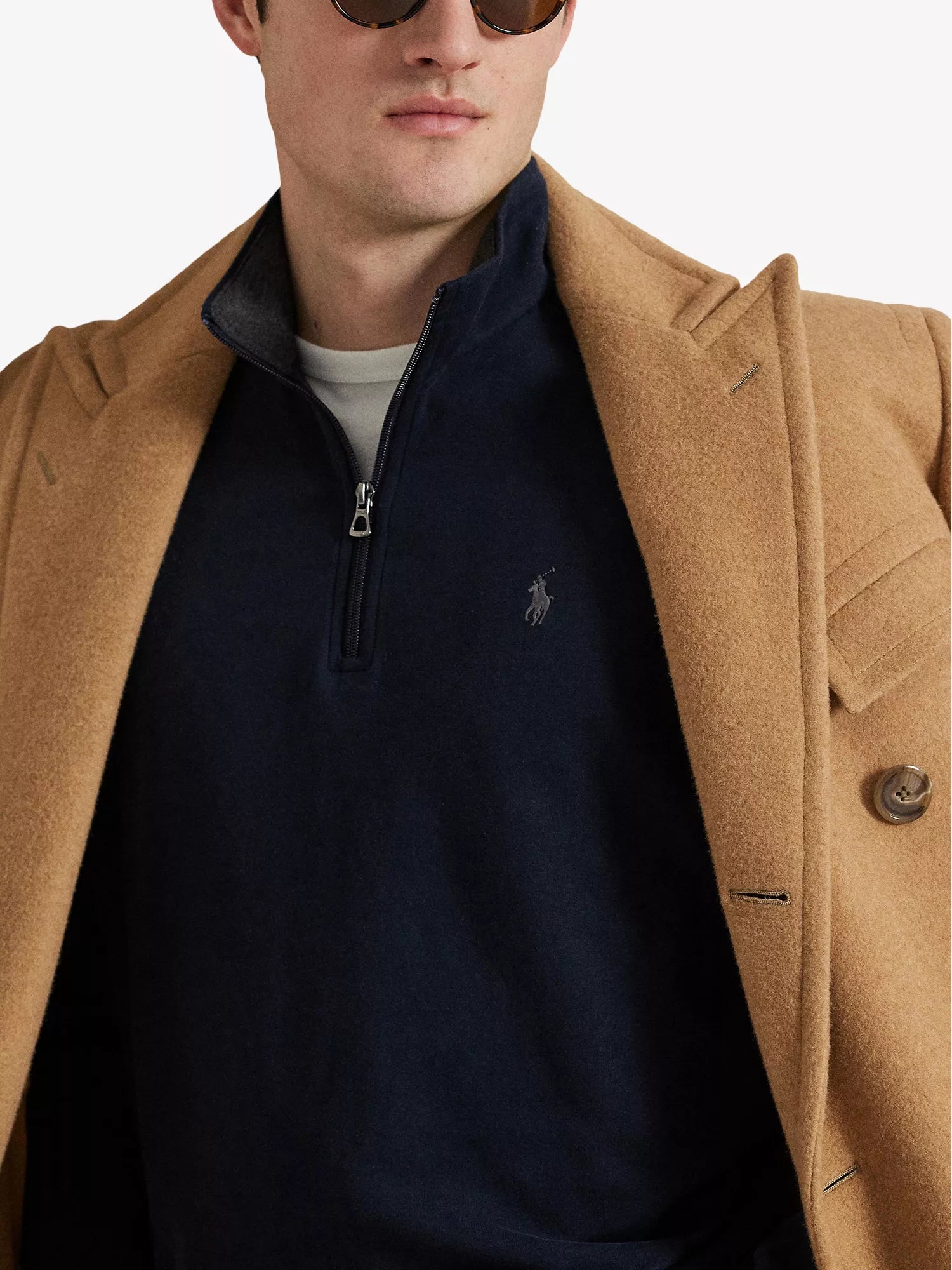 Brand-Embroidered Half-Zip Cotton-Blend Sweatshirt