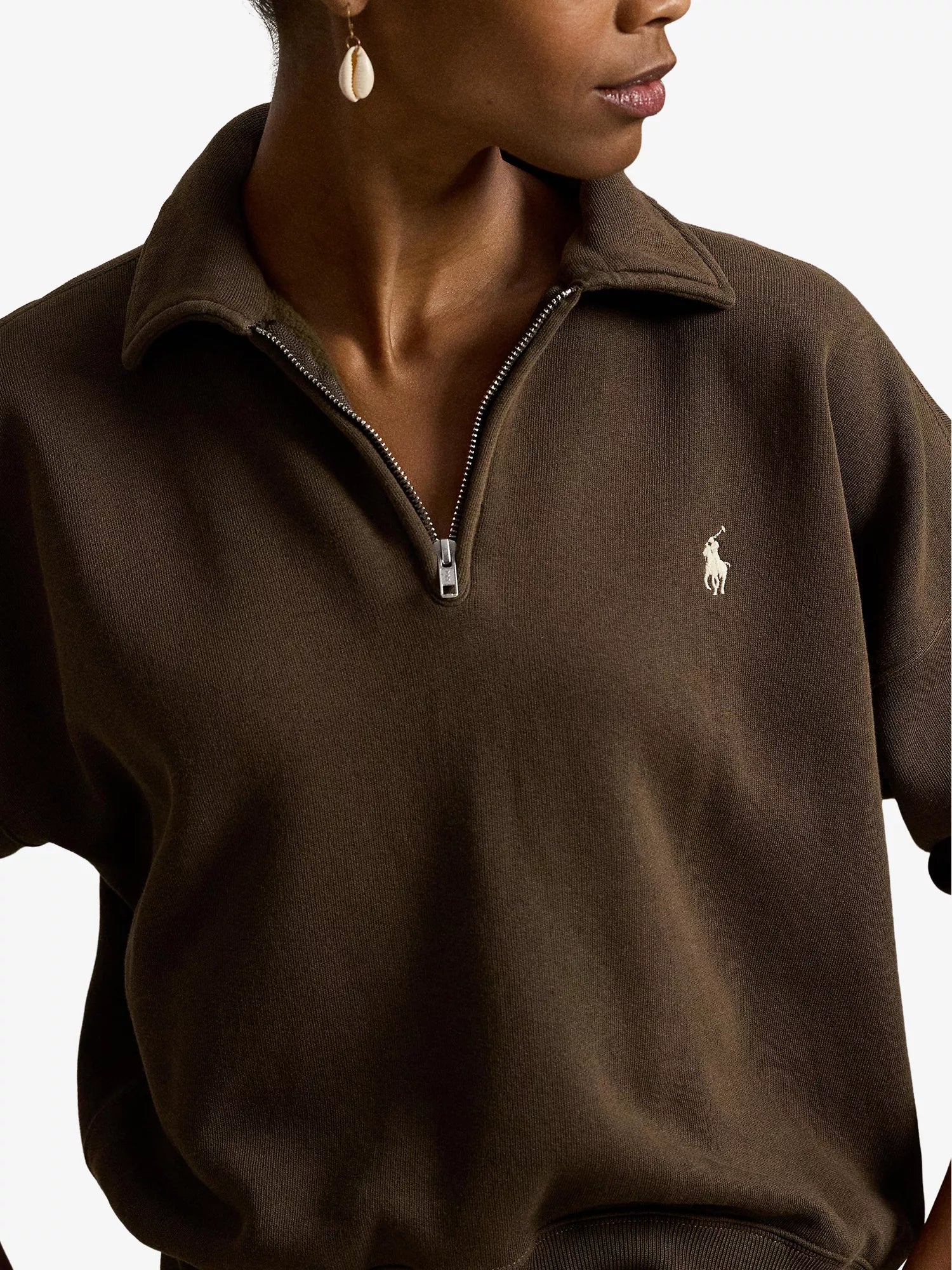 Brand-Embroidered Half-Zip Cotton-Blend Sweatshirt