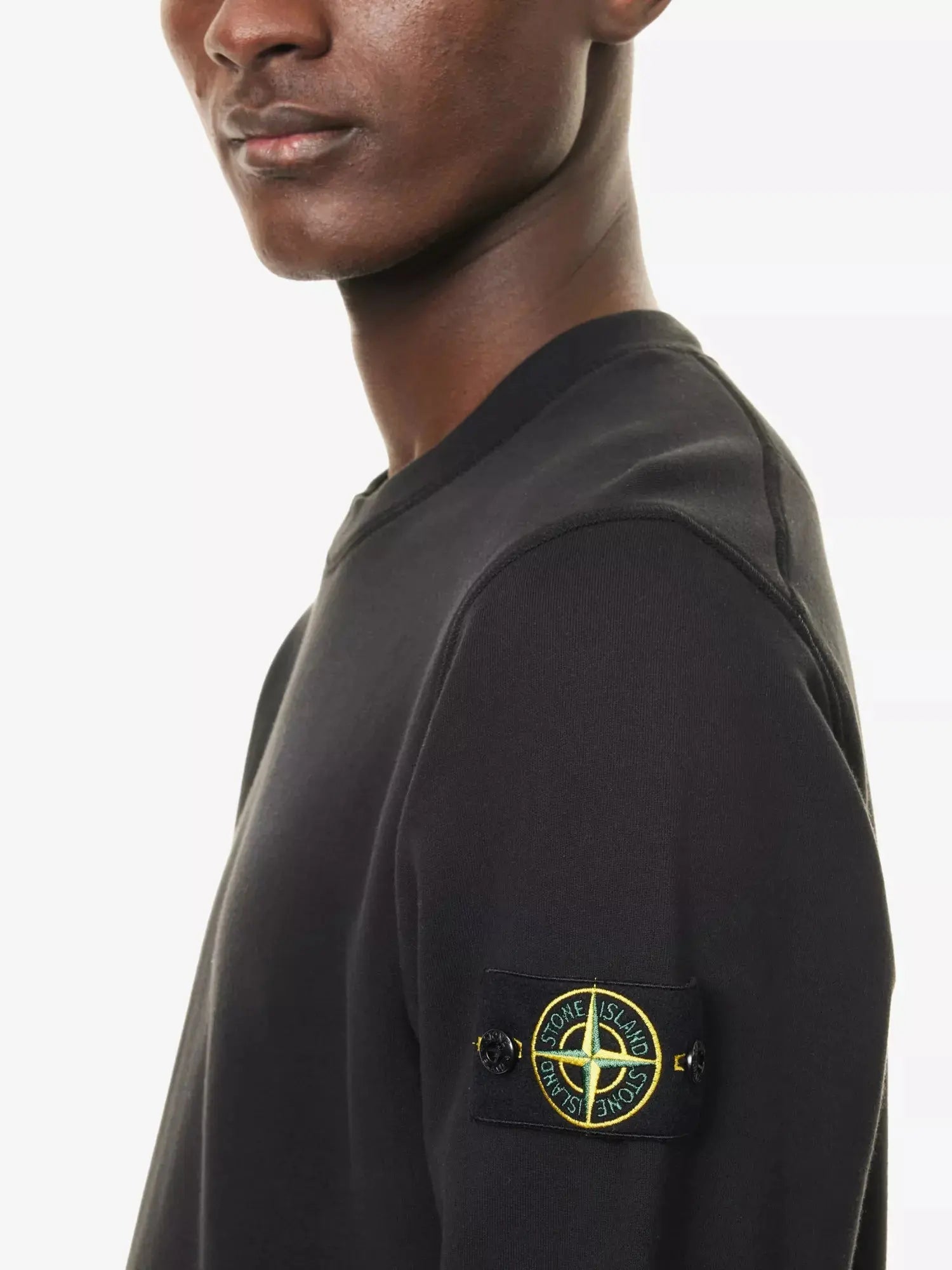 Men's Crewneck Brand-Badge Cotton-Jersey Sweatshirt Stone Island