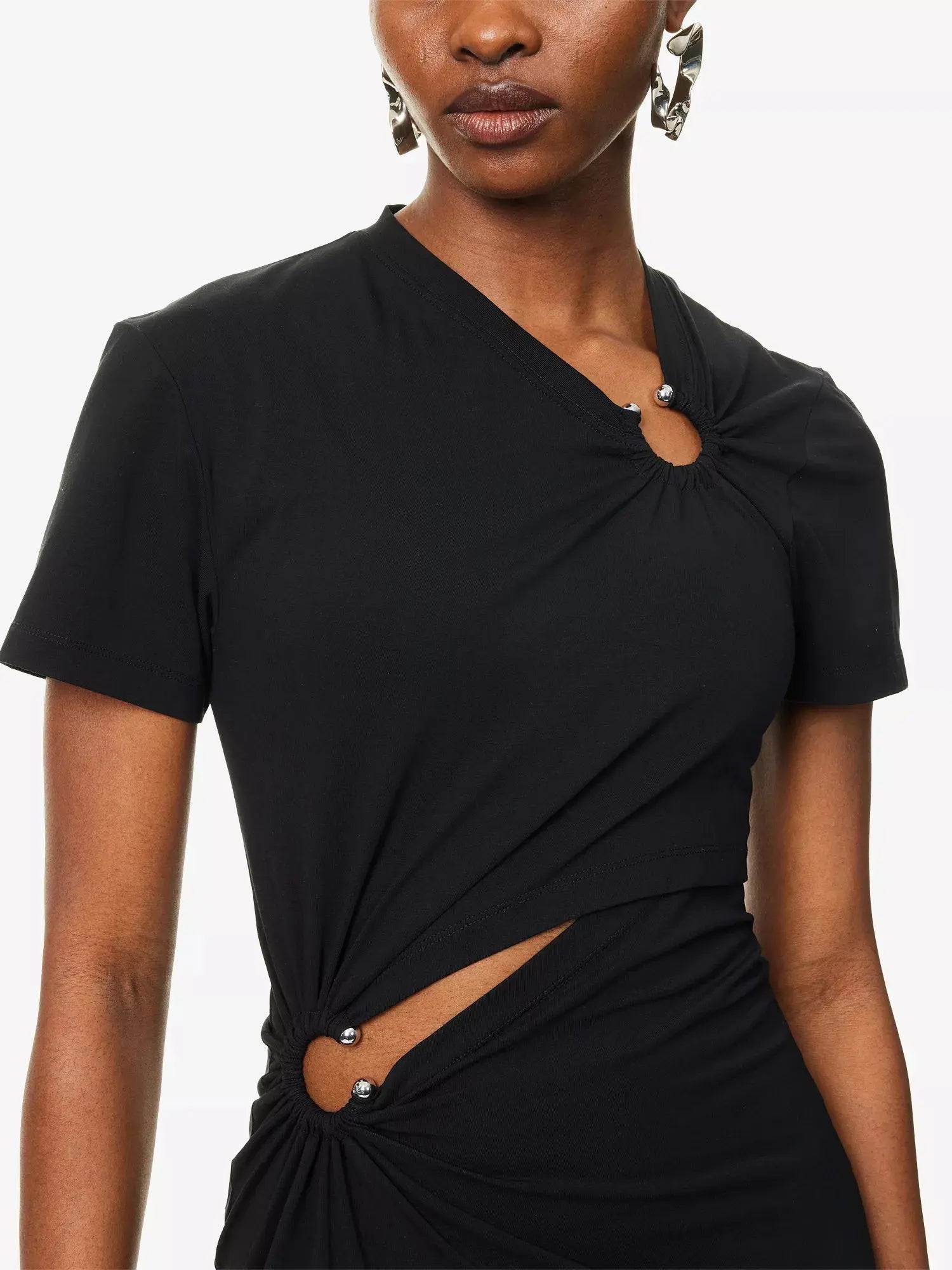 Women's Ring Ruched Stretch-Cotton Jersey Maxi Dress Rabanne