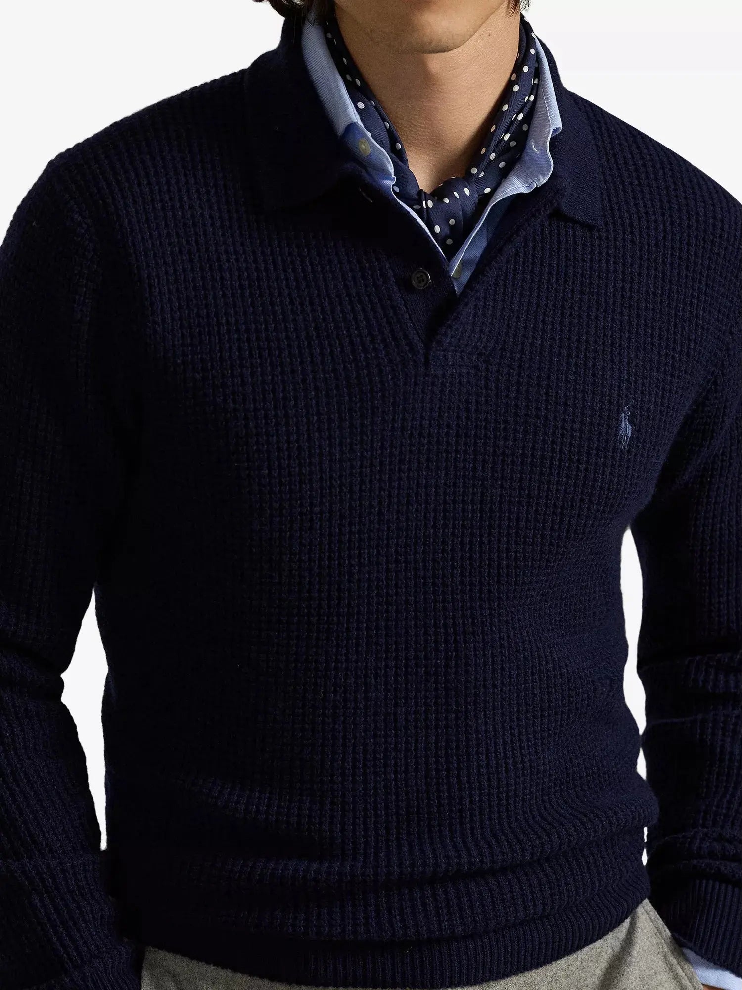Men's Textured Polo-Collar Wool-Cotton Jumper Polo Ralph Lauren