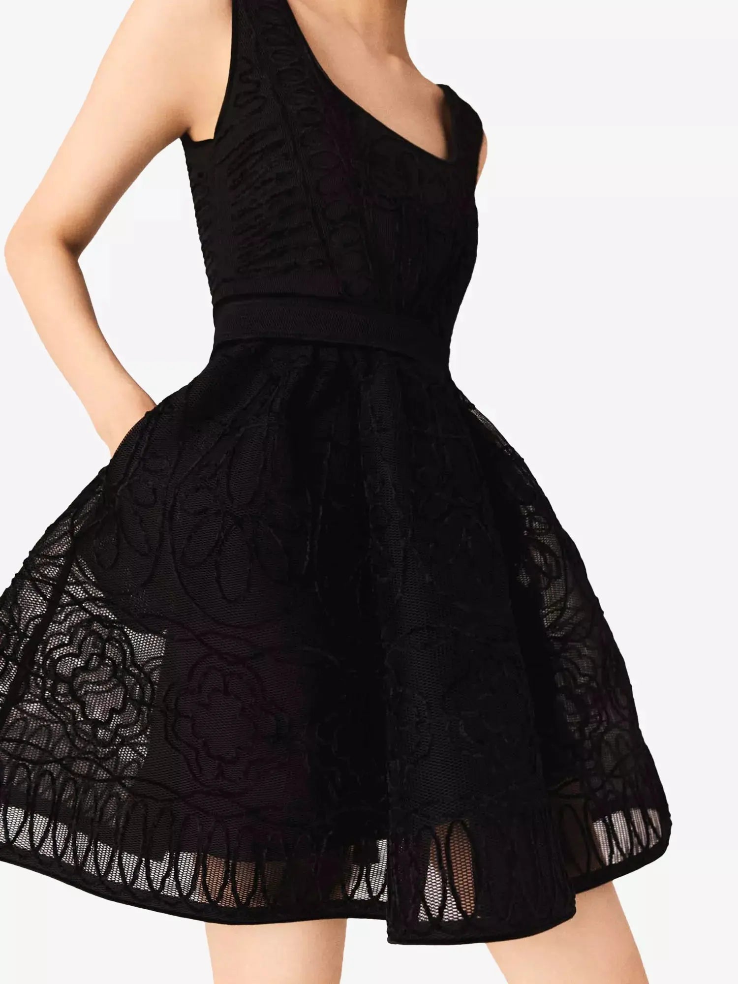 Women's Floral-Embroidered Square-Neck Woven Mini Dress Maje