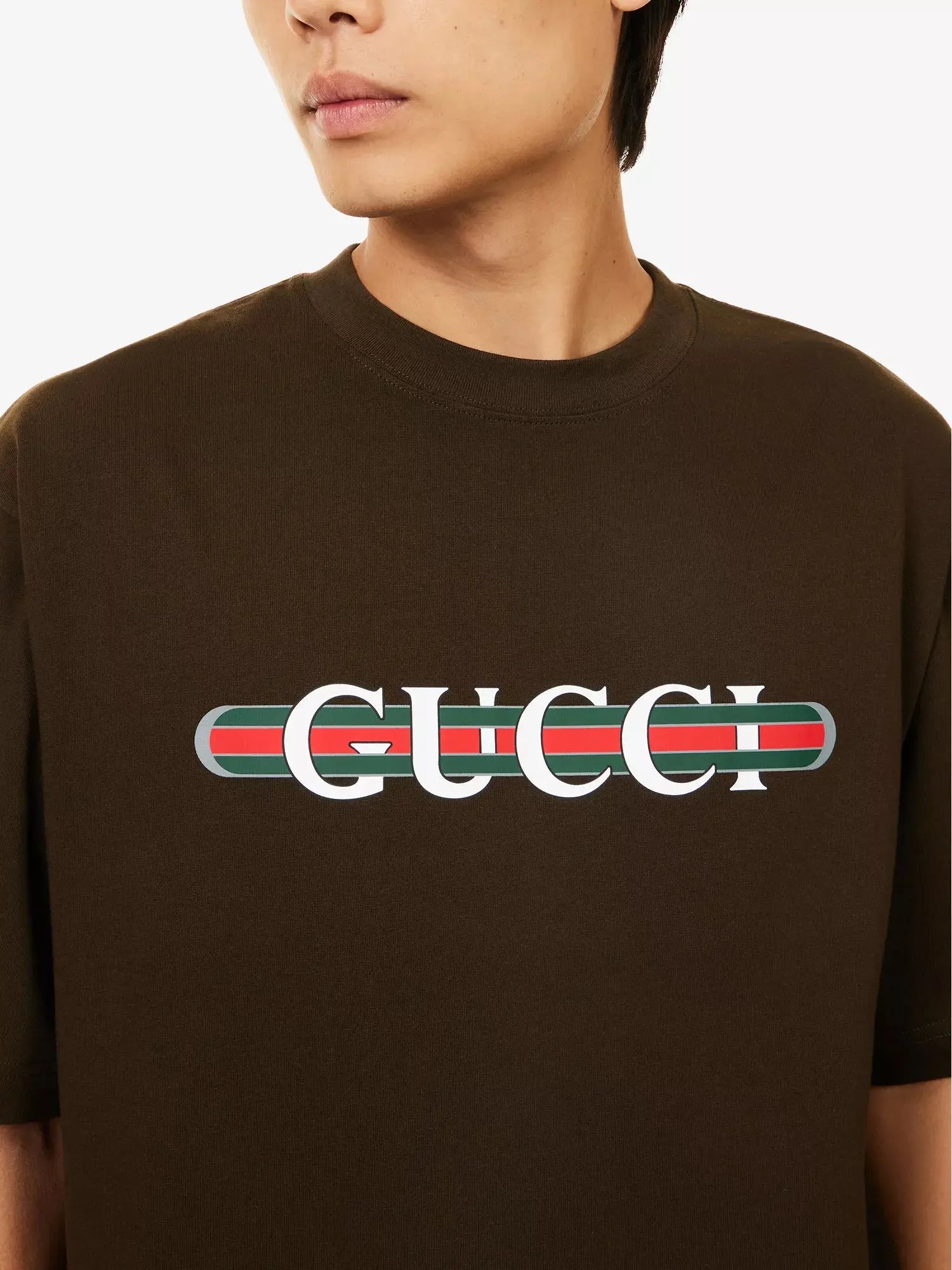 Men's Logo-Print Crewneck Cotton T-Shirt Gucci