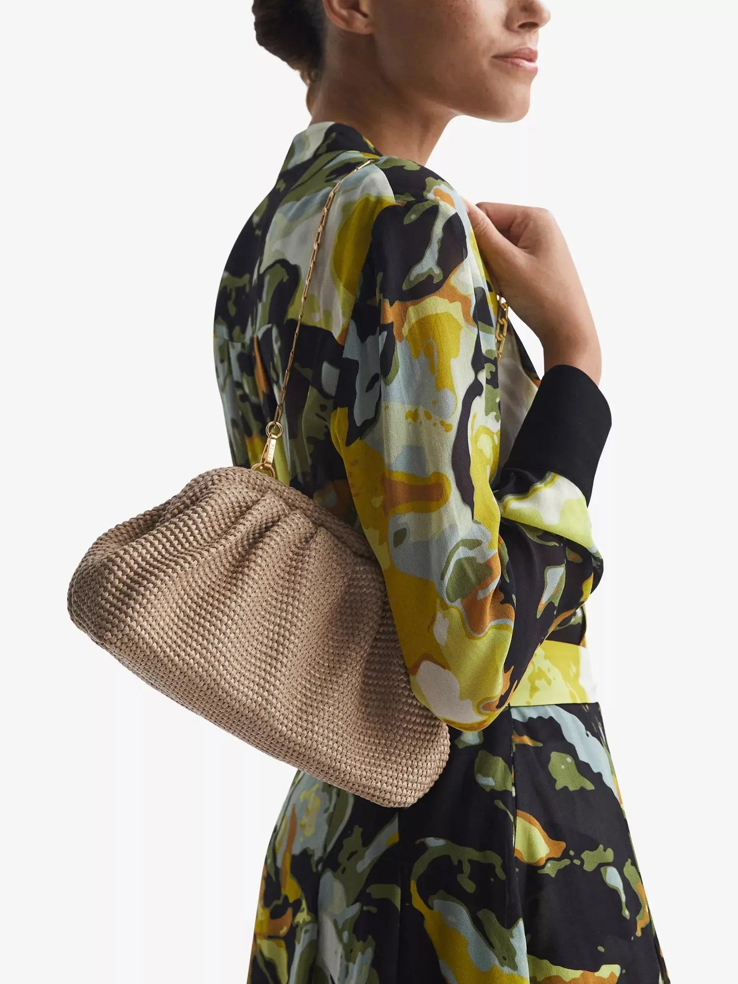 Women's Gia raffia clutch bag Reiss