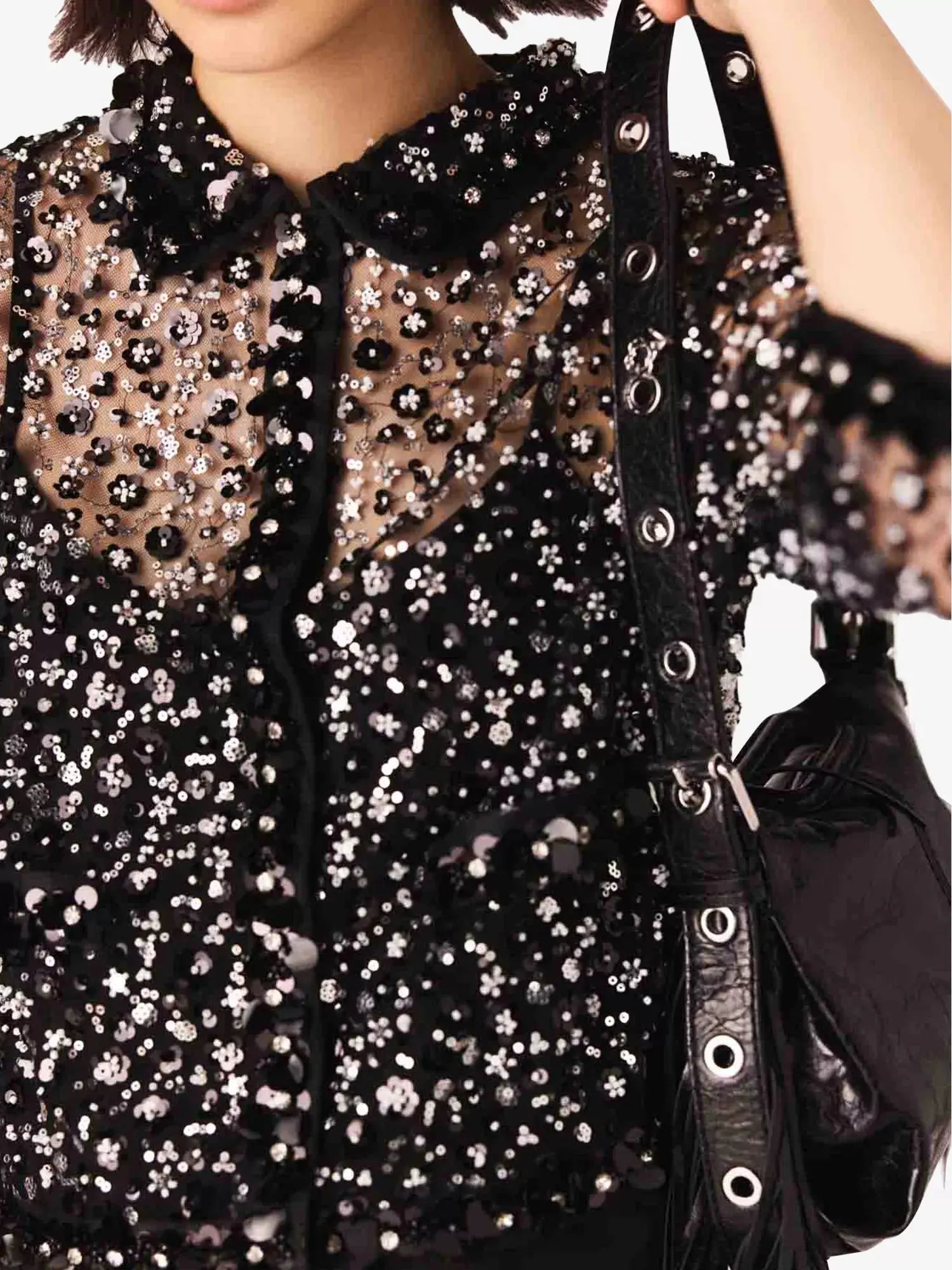 Women's Relaxed-Fit Sequin-Embellished Tulle Shirt Maje