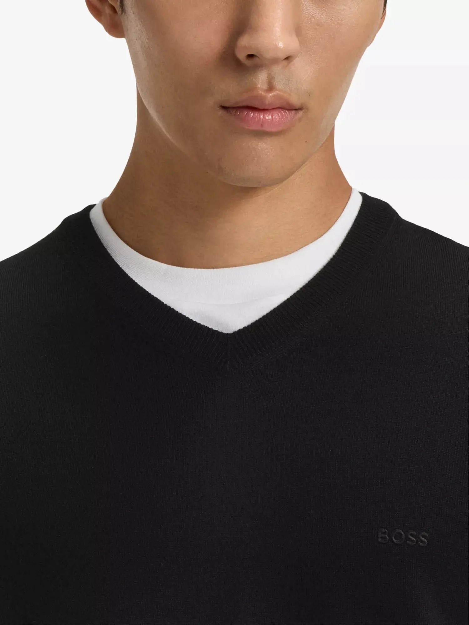 Men's Embroidered-logo regular-fit wool knitted jumper Boss
