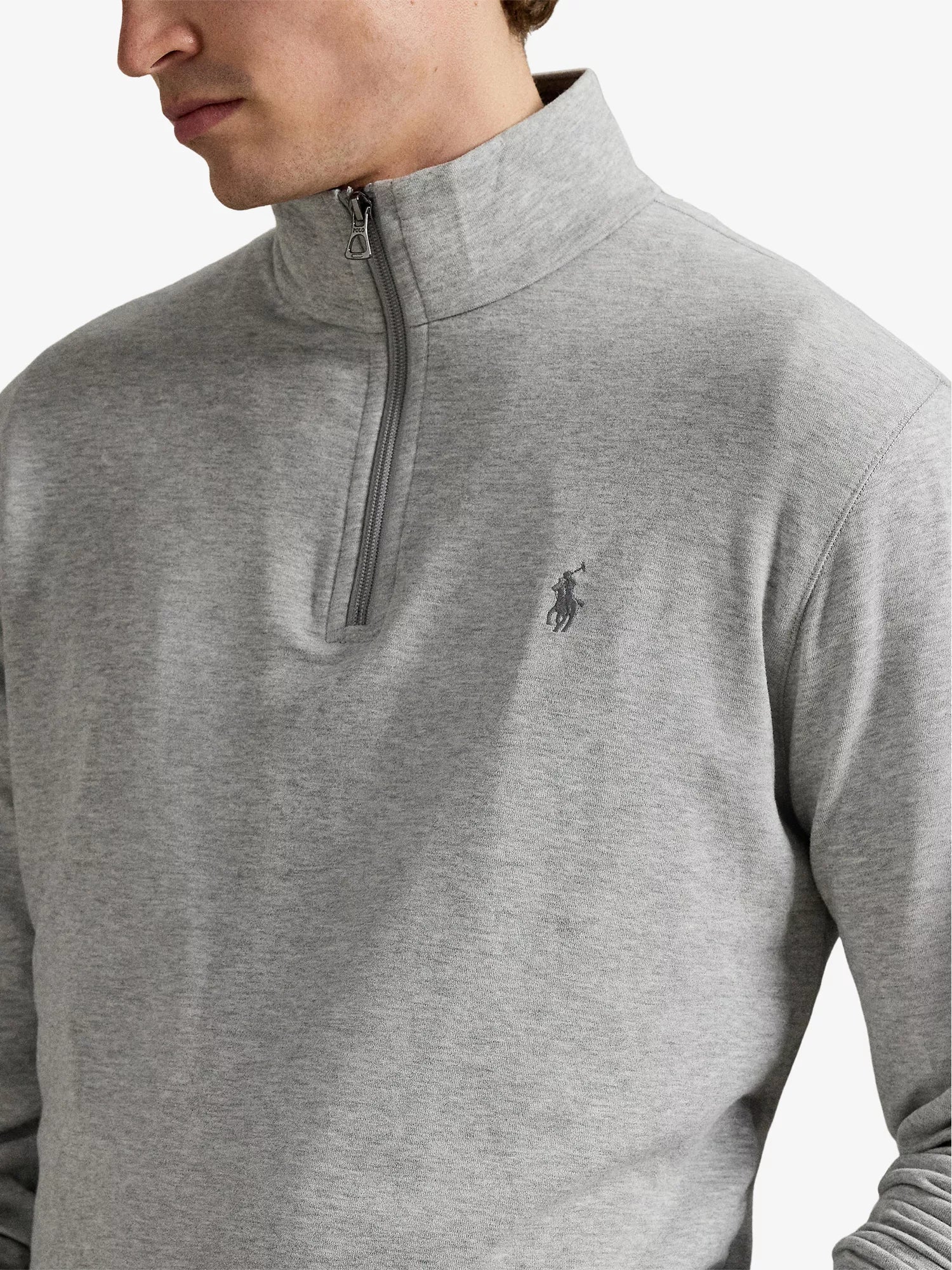 Brand-Embroidered Half-Zip Cotton-Blend Sweatshirt