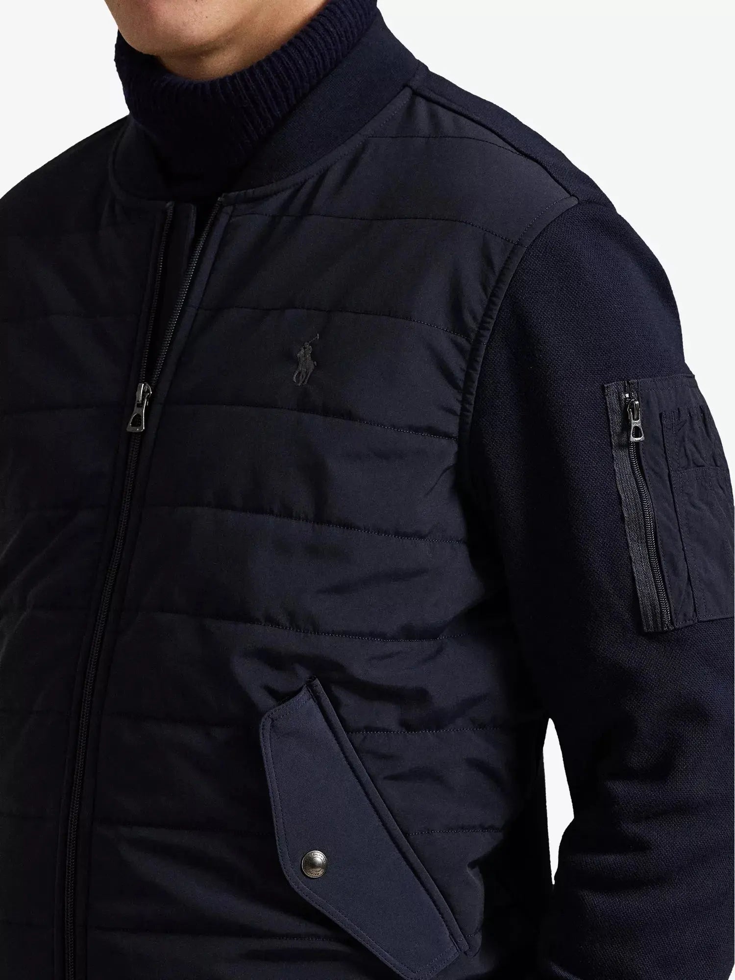 Men's Hybrid Quilted-Panel Cotton-Blend And Woven Bomber Jacket Polo Ralph Lauren