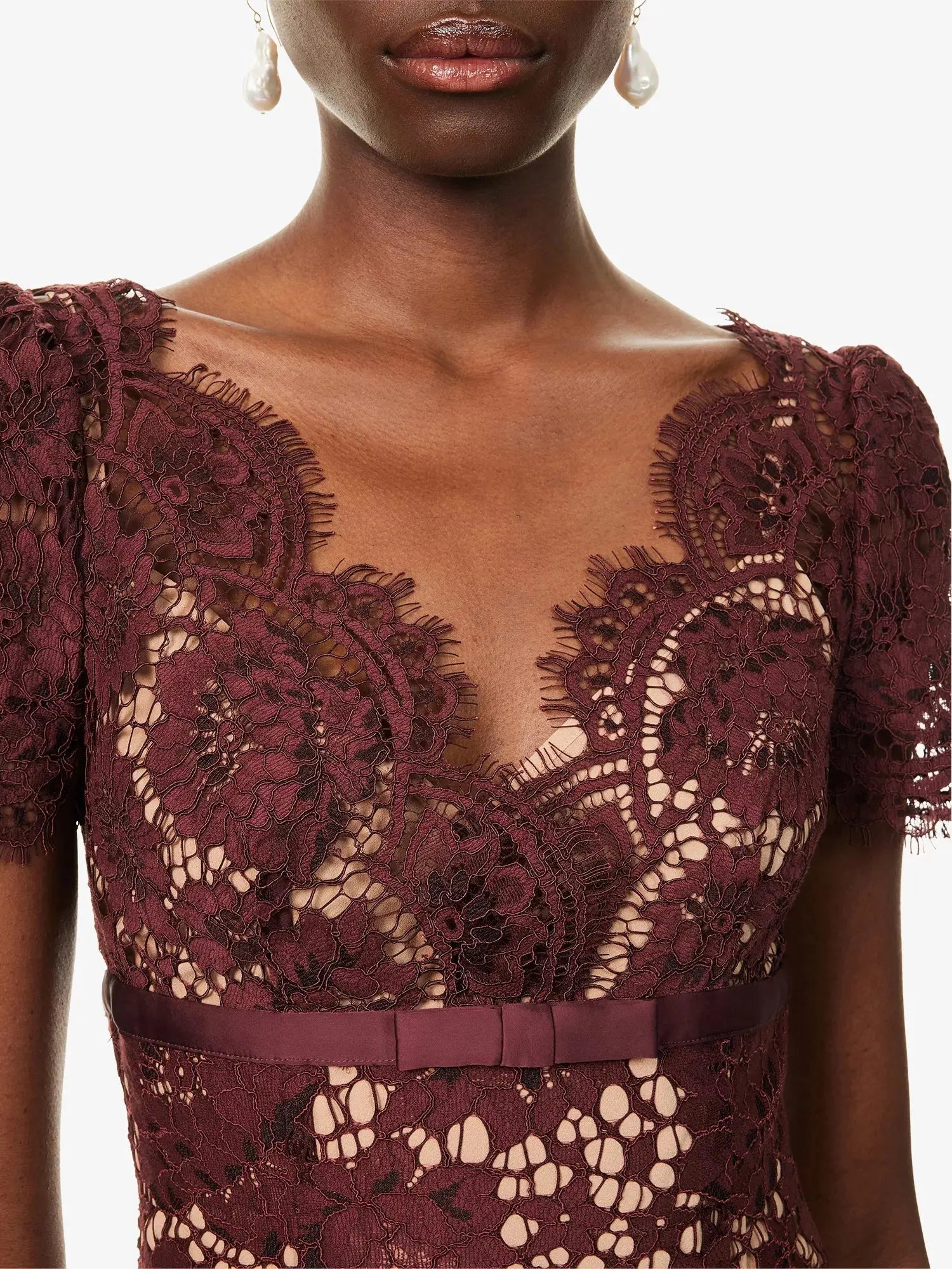 Women's Floral Lace Bow-Embellished Woven Midi Dress Self-Portrait