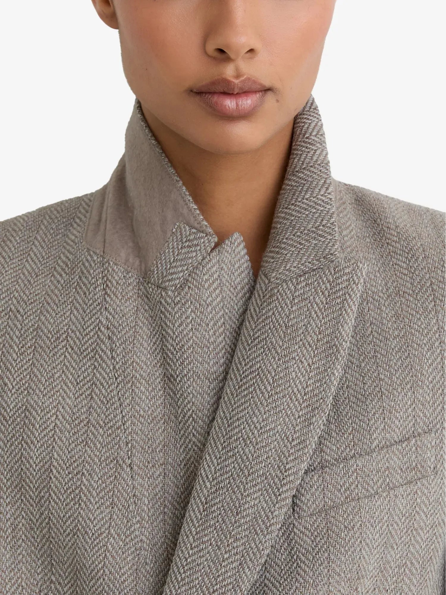 Women's Ember Double-Breasted Herringbone Wool and Cotton-Blend Blazer Reiss