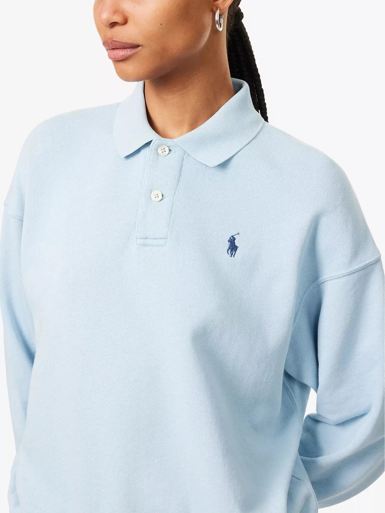 Women's Logo-Embroidery Polo-Collar Cotton-Jersey Sweatshirt Polo Ralph Lauren