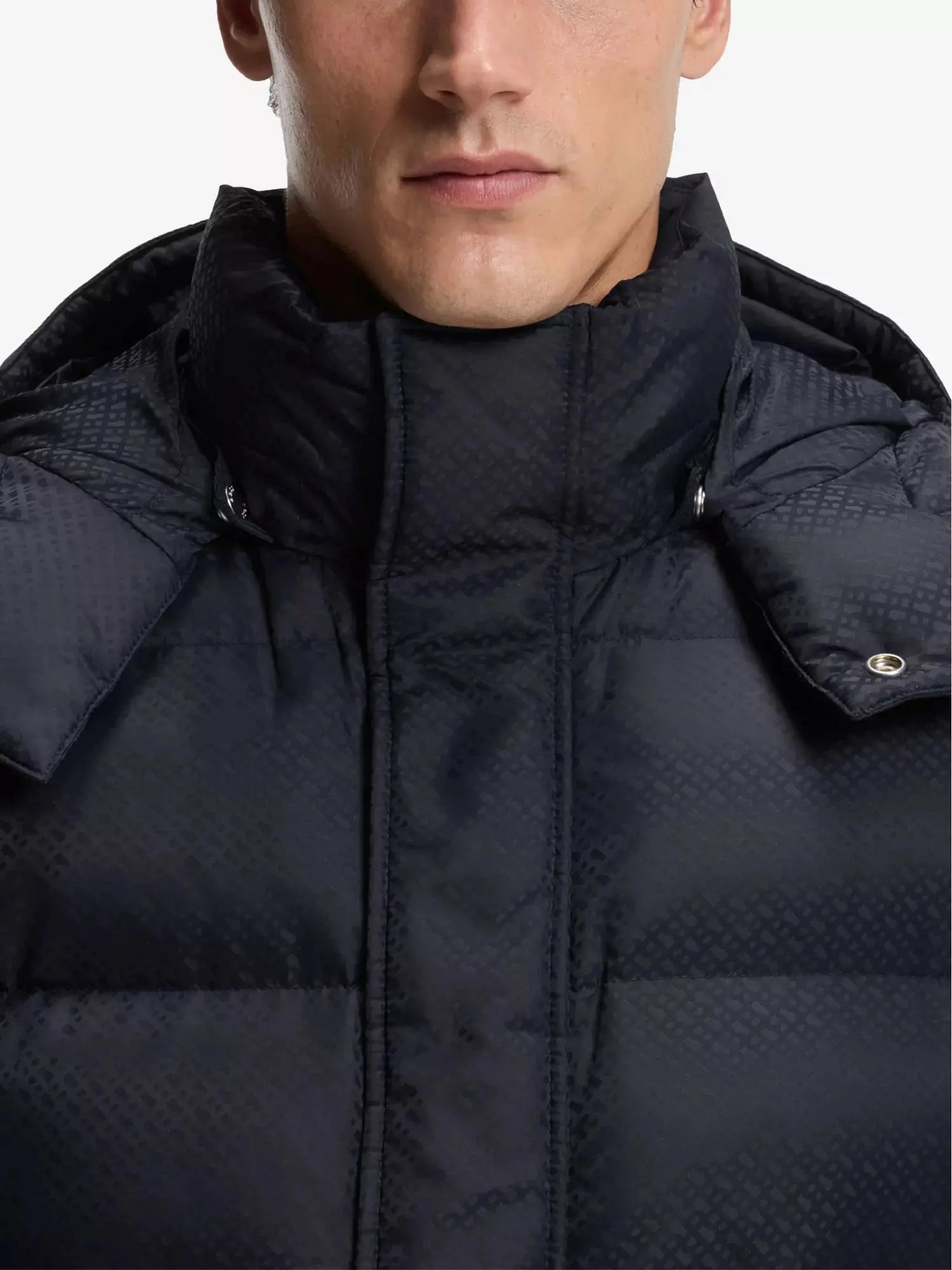 Men's Monogram Logo-Badge Puffer Coat Boss