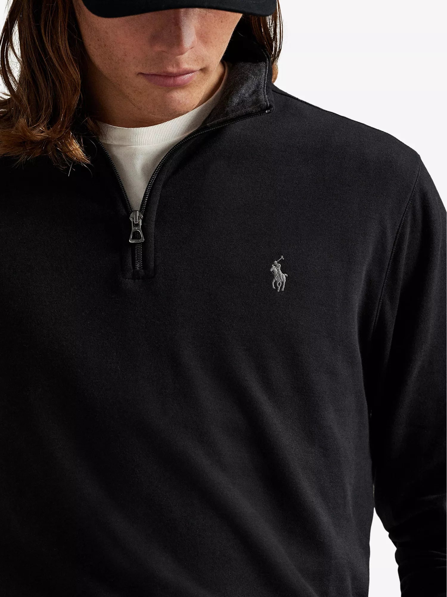 Brand-Embroidered Half-Zip Cotton-Blend Sweatshirt