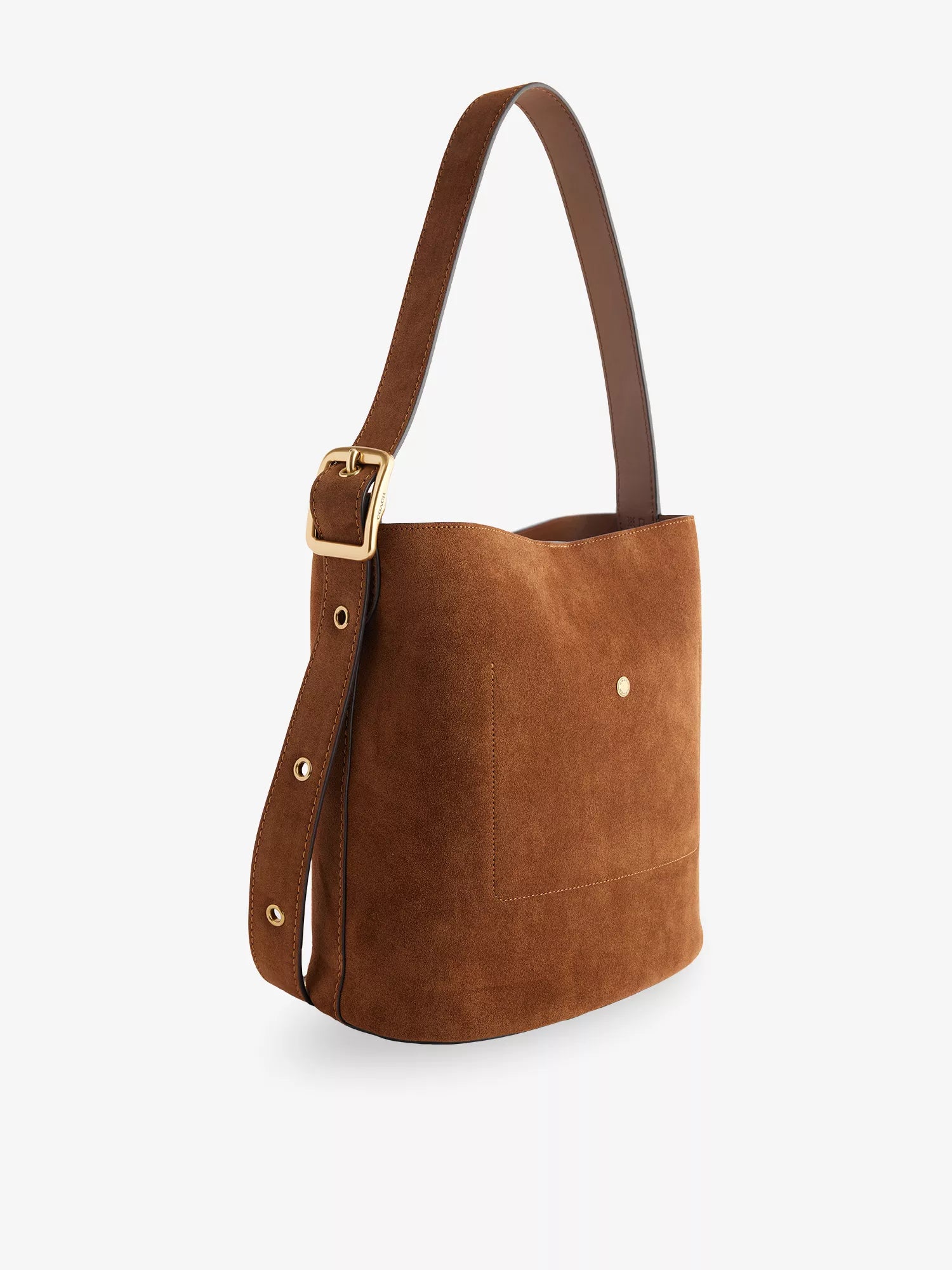Bleecker Foil-Print Logo Leather-Suede Bucket Bag