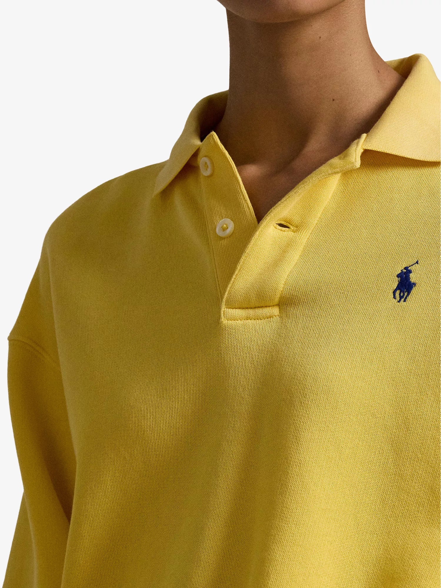 Brand-Embroidered Polo-Collar Cotton-Blend Sweatshirt