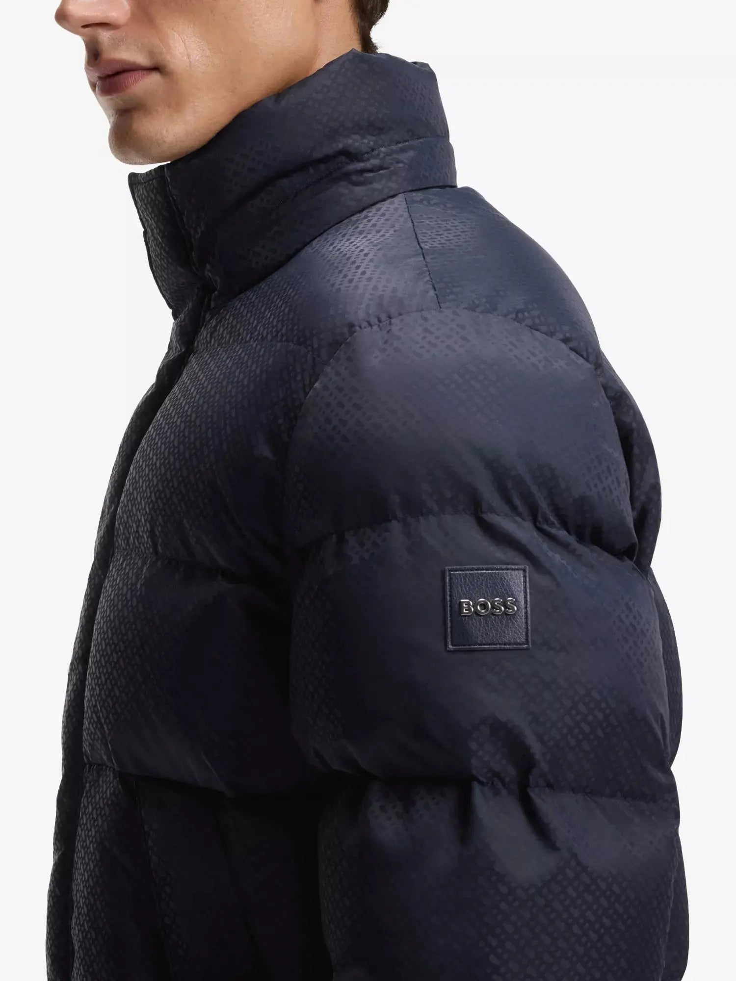 Men's Monogram Logo-Badge Puffer Coat Boss